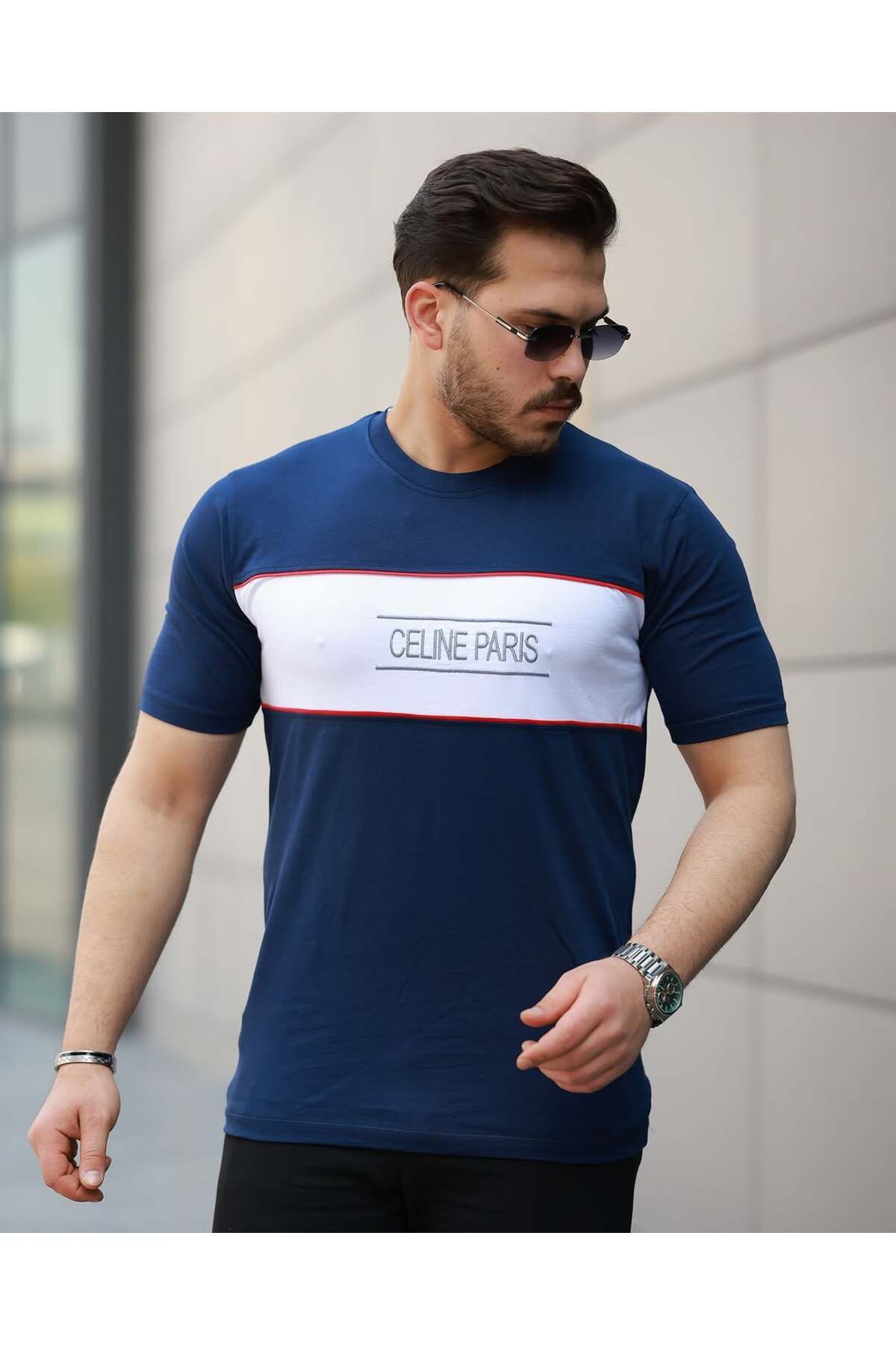 Liberto Paris Nakışlı Parçalı Oversize Tişört – Şehir Stili Rahat Kalıp
