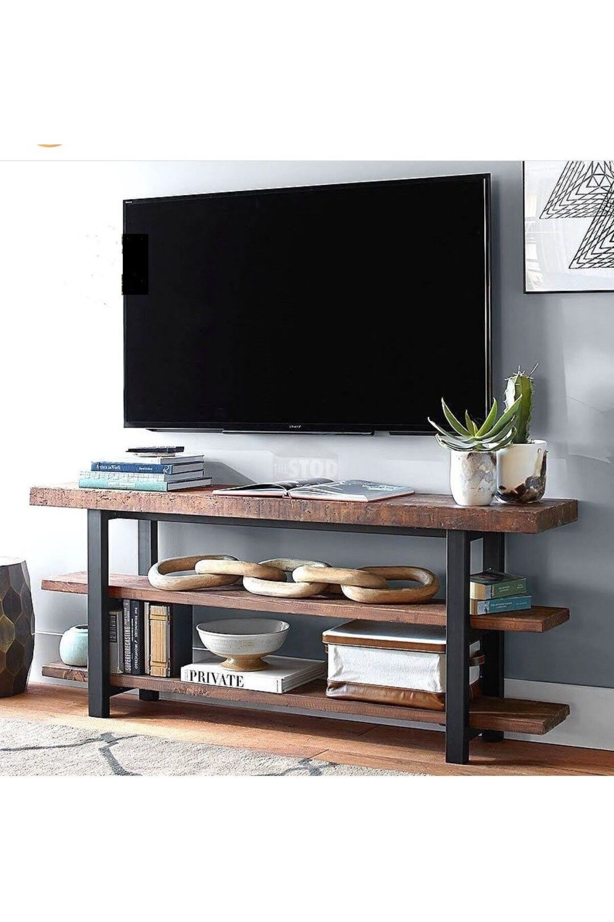 KUZELA Metal Ahşap 3 Katli Tv Ünitesi