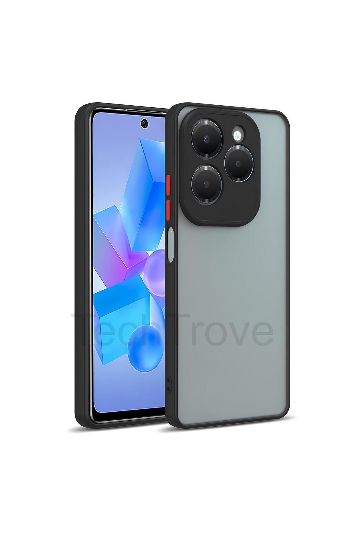 TechTrove İnfinix Hot 40i Kılıf Buzlu Tasarım Kenarları Yumuşak Kamera Koruma Çıkıntılı Kapak