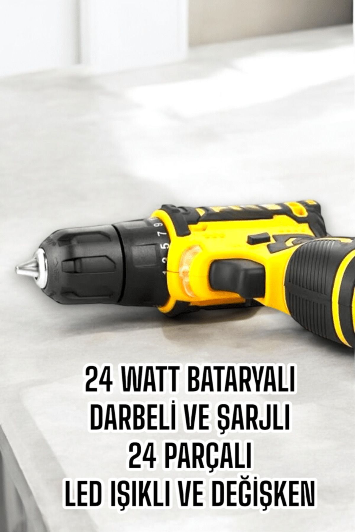 teknotrust Çift Bataryalı Metal Dişli Darbeli Şarjlı Matkap Seti 24W Güç ve 24 Parça Aksesuar