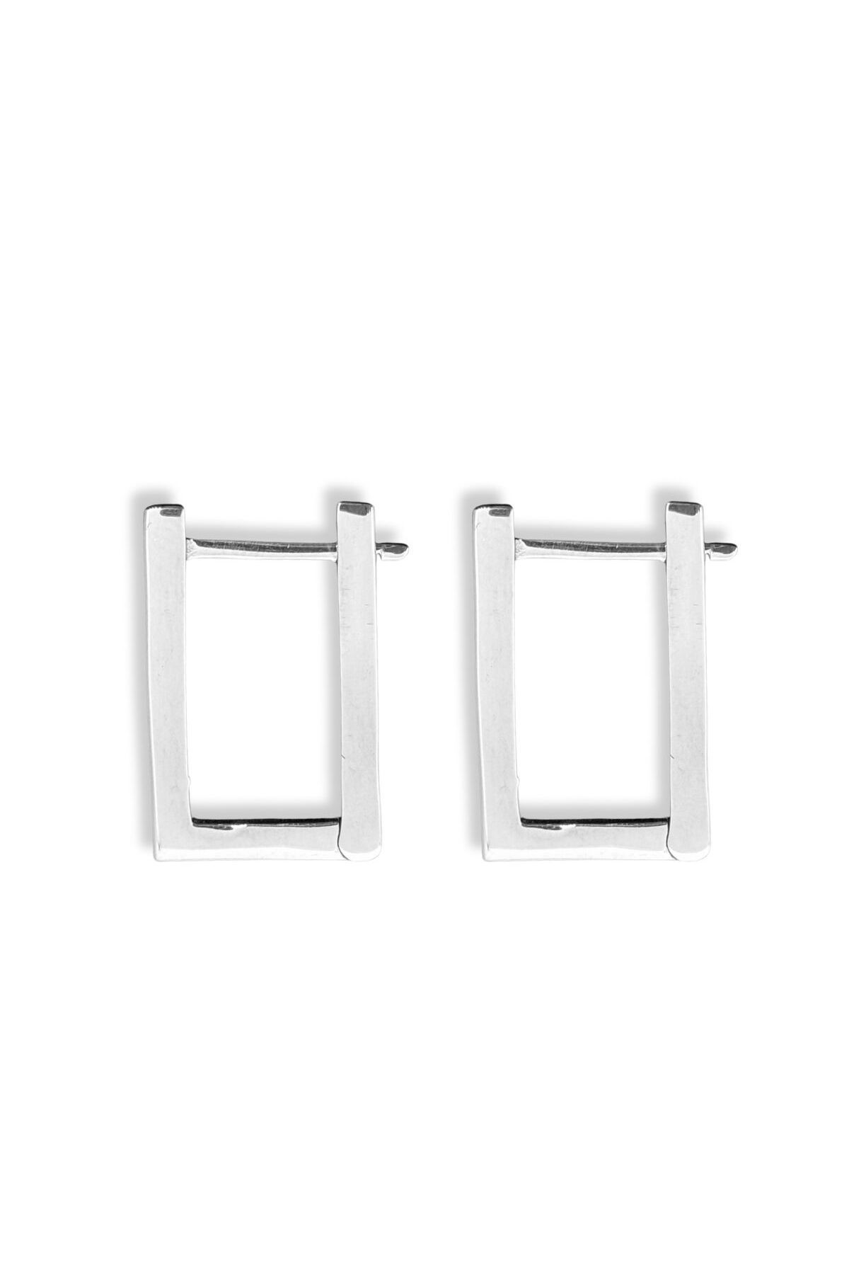 oya silver Dikdörtgen Kadın Gümüş Halka Küpe 1.5x2.3CM
