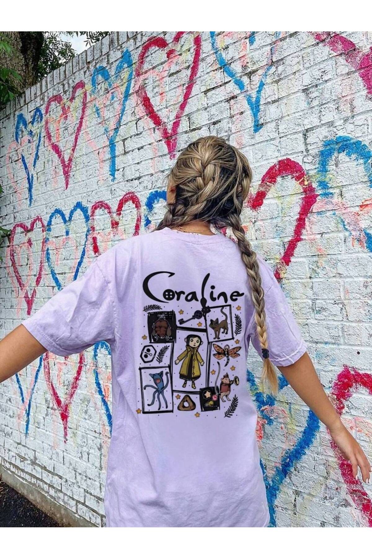 cc collection Coralina Sırt Baskılı Kadın Oversize T-Shirt