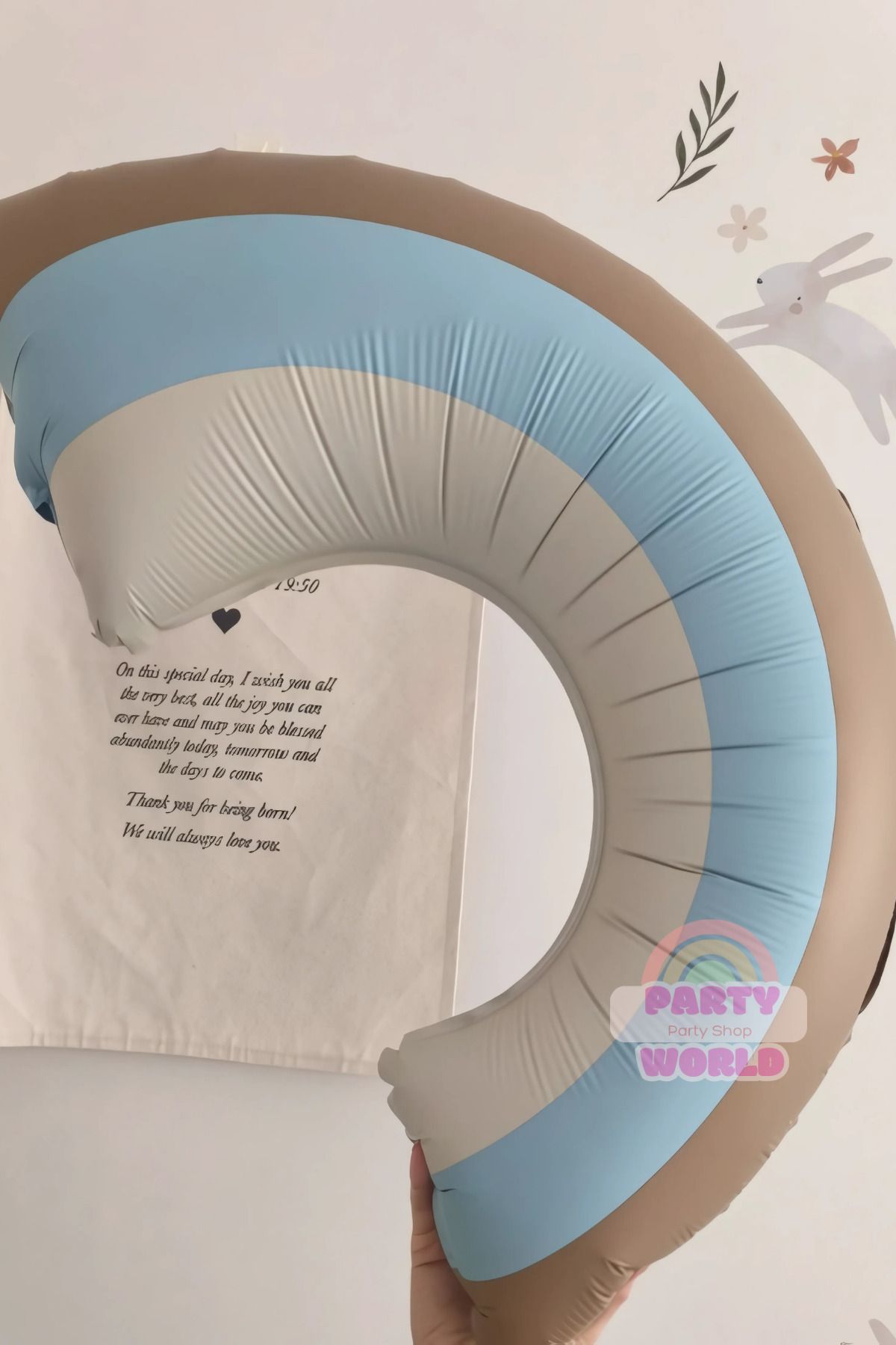 party world Gökkuşağı Retro Mavi Folyo Balon – 50 cm – 1 Adet