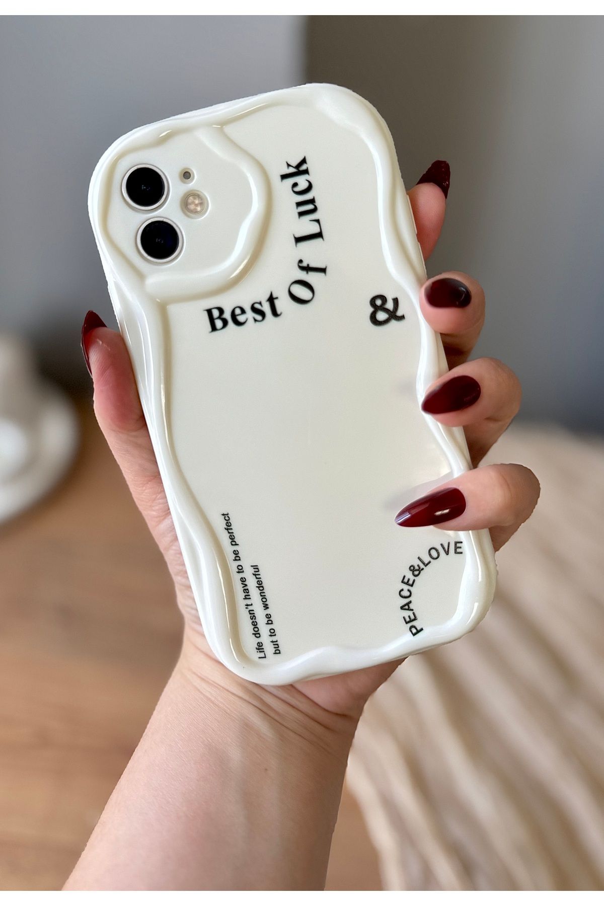 MirazTasarim IPHONE 11 YAZI DETAYLI EKRU RENK KILIF