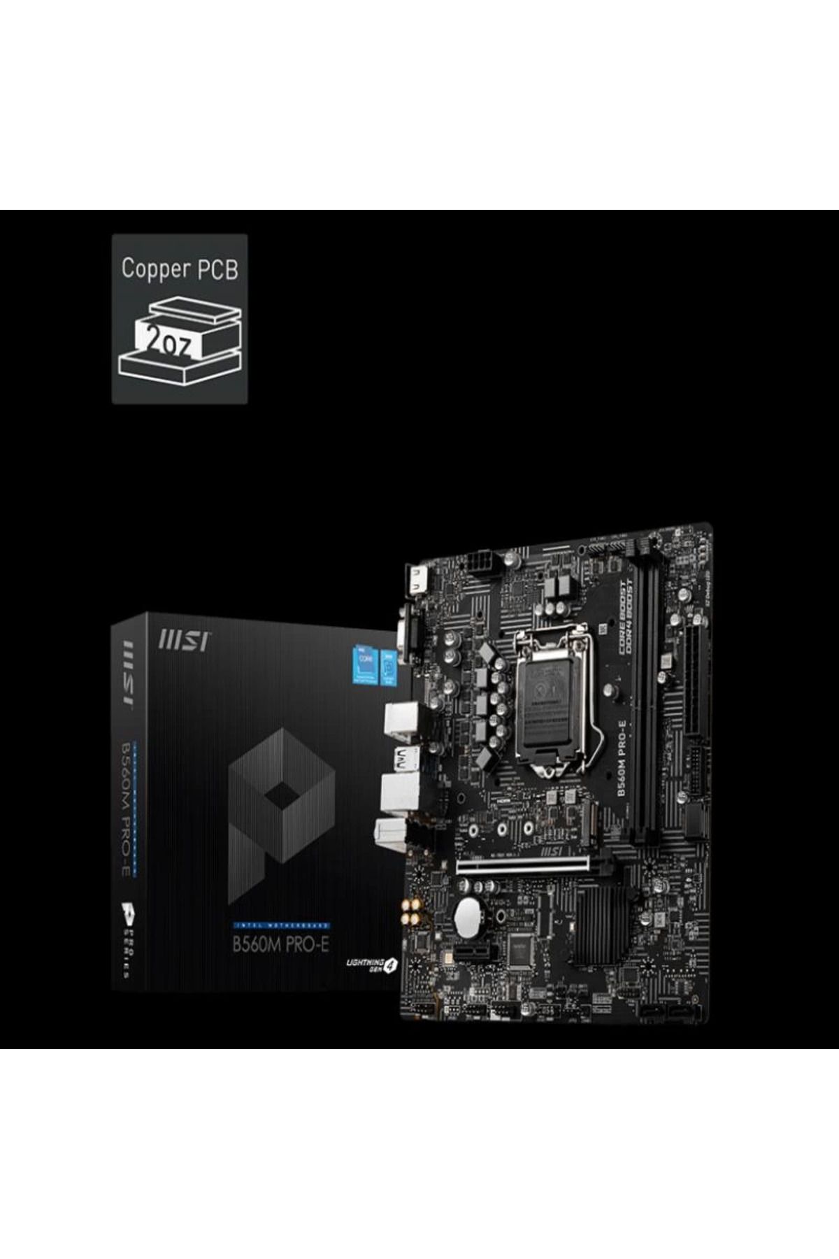 MELFSHOP MSI B560M PRO-E DDR4 4800MHZ 1XVGA 1XHDMI 1XM.2 USB 3.2 MATX 1200P (10 VE 11. NESİL İŞLEMCİ UYUMLU)