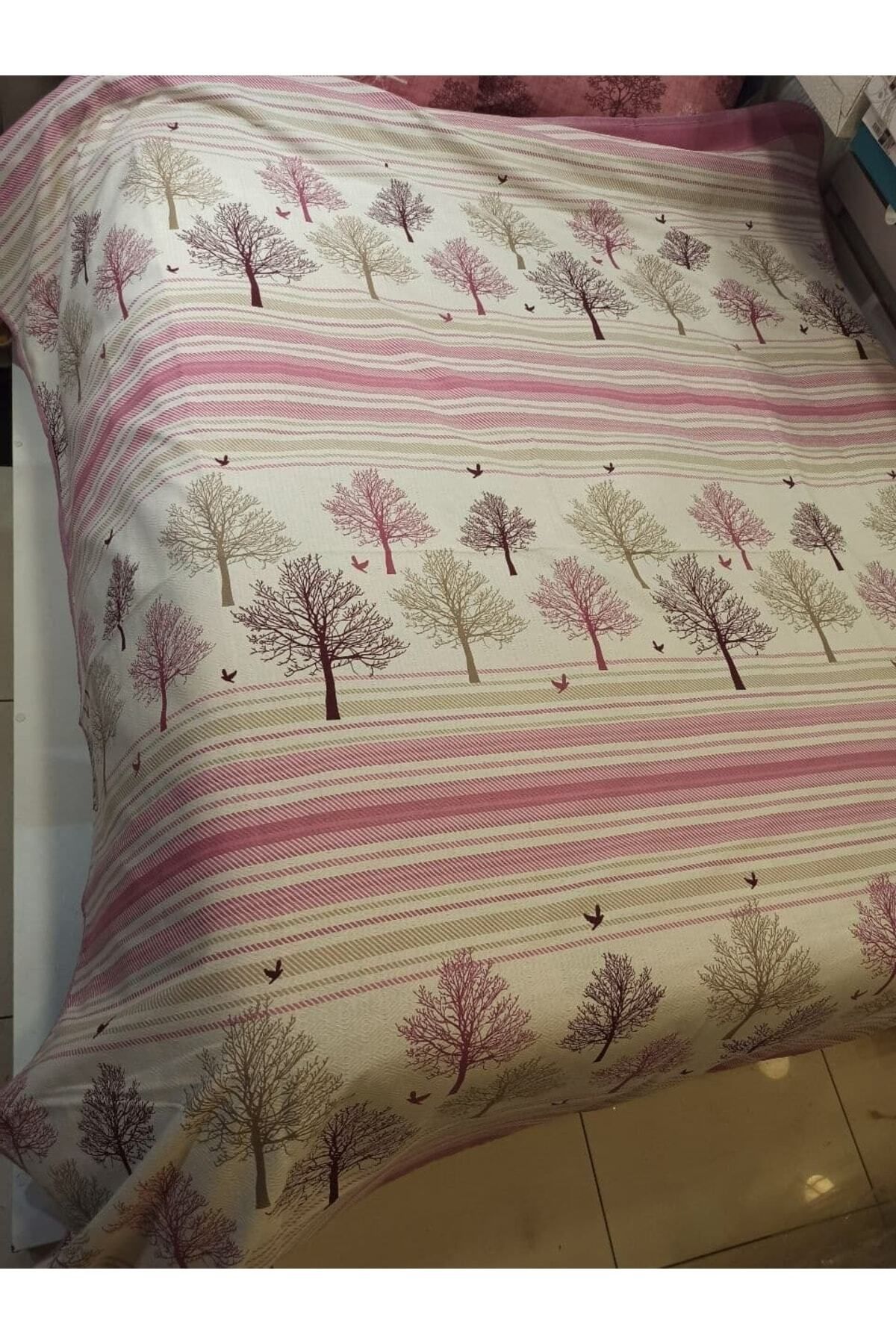 ŞENER HOME-200x240 cm.Pink Tree of Life Patterned Double Single Pique 4