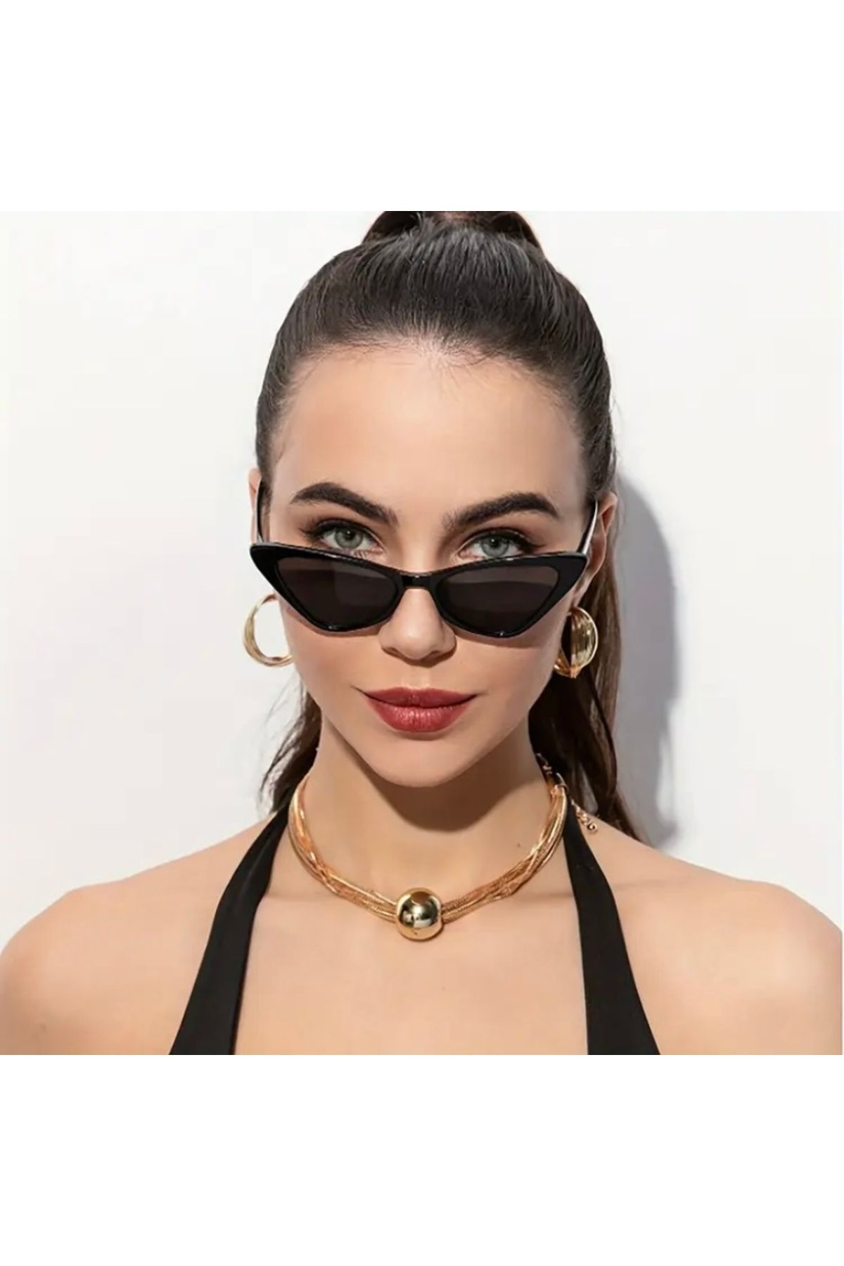 BALEZA Cat Eye Siyah Kadın Güneş Gözlüğü Tasarım Gözlük