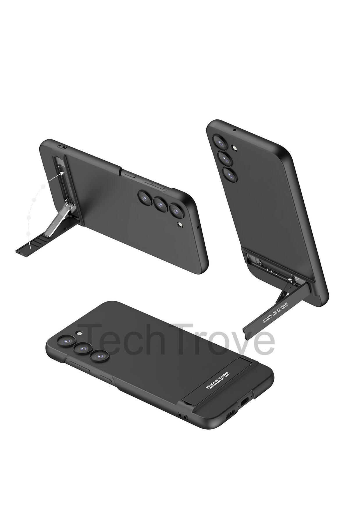 TechTrove Galaxy S23 Plus Kılıf Kamera Korumalı Dikey Standlı Ays Kapak