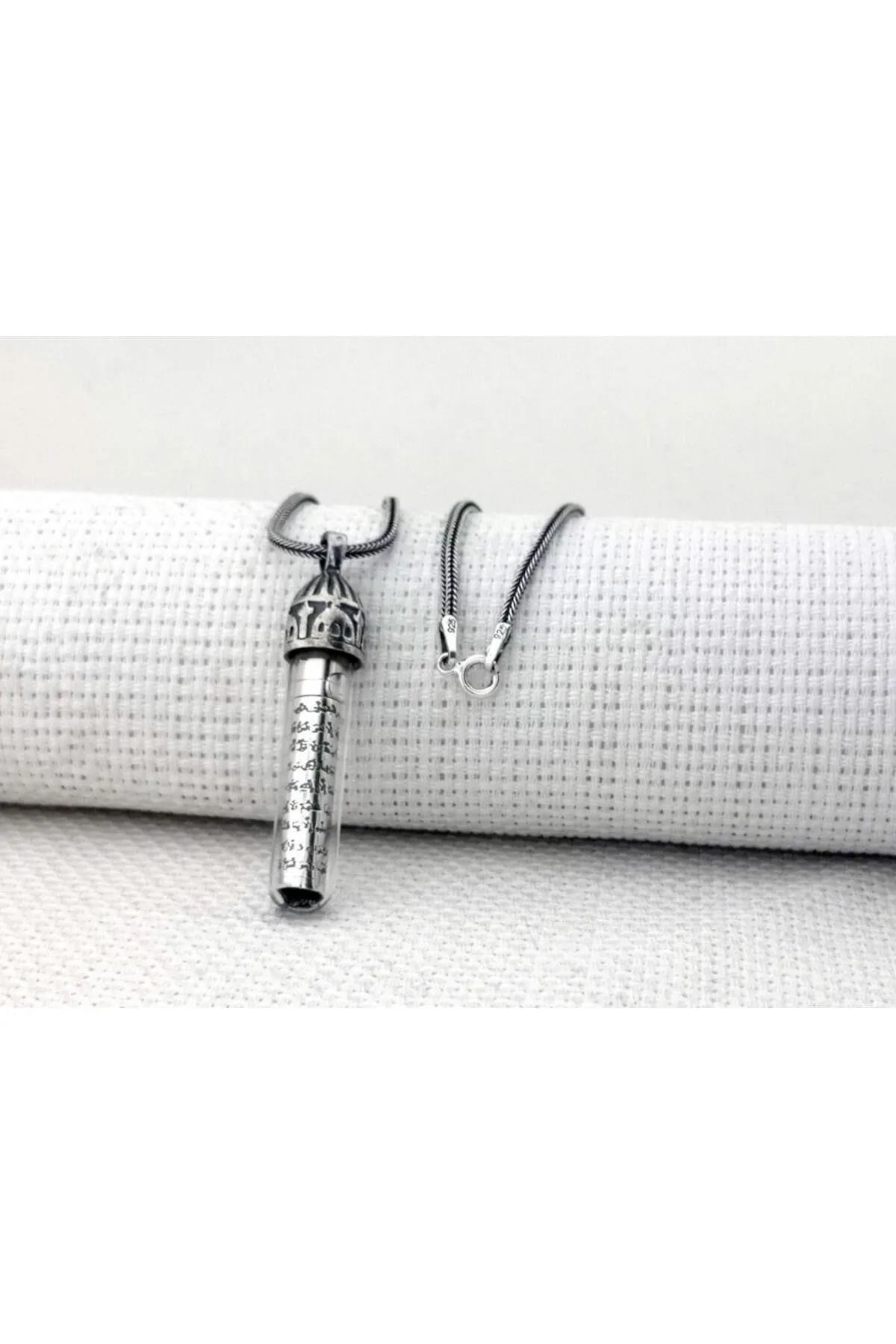 MODA925 925 Ayar Gümüş Ayetel Kürsi Dualı Zemzem Sulu Cevşen Kolye