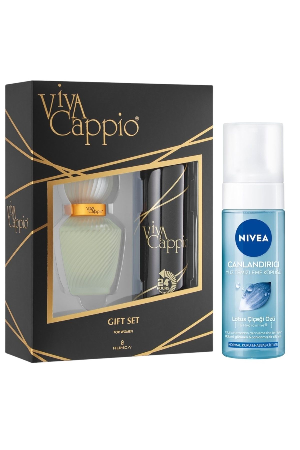 VİVA Classic Kadın Parfüm Seti (Edt 60ml +Deodorant 150ml) + Nıvea-Yüz Temizleme Köpüğü 150ml Normal cilt