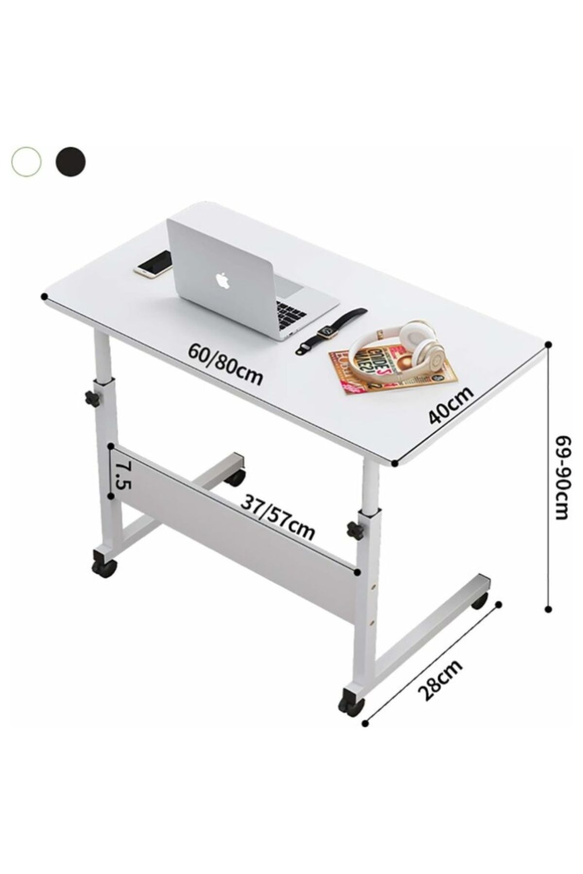 1st-Movable Laptop Table with Variable Height (40*80 cm) - White 5