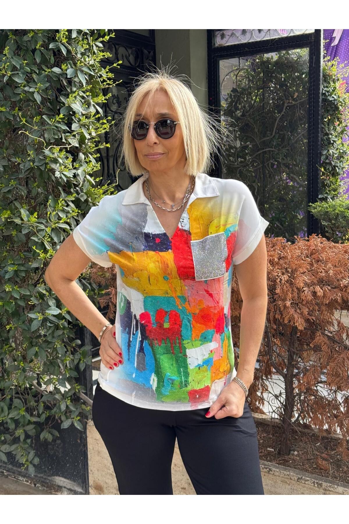 DAIDO Polo Yaka Dijital Baskılı Cepli Tshirt