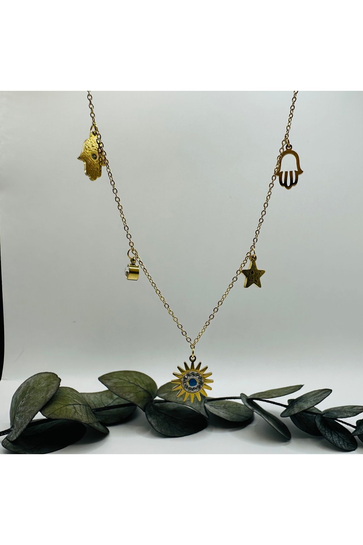 staınless steel 316L Çelik Gold Şans Kolyesi