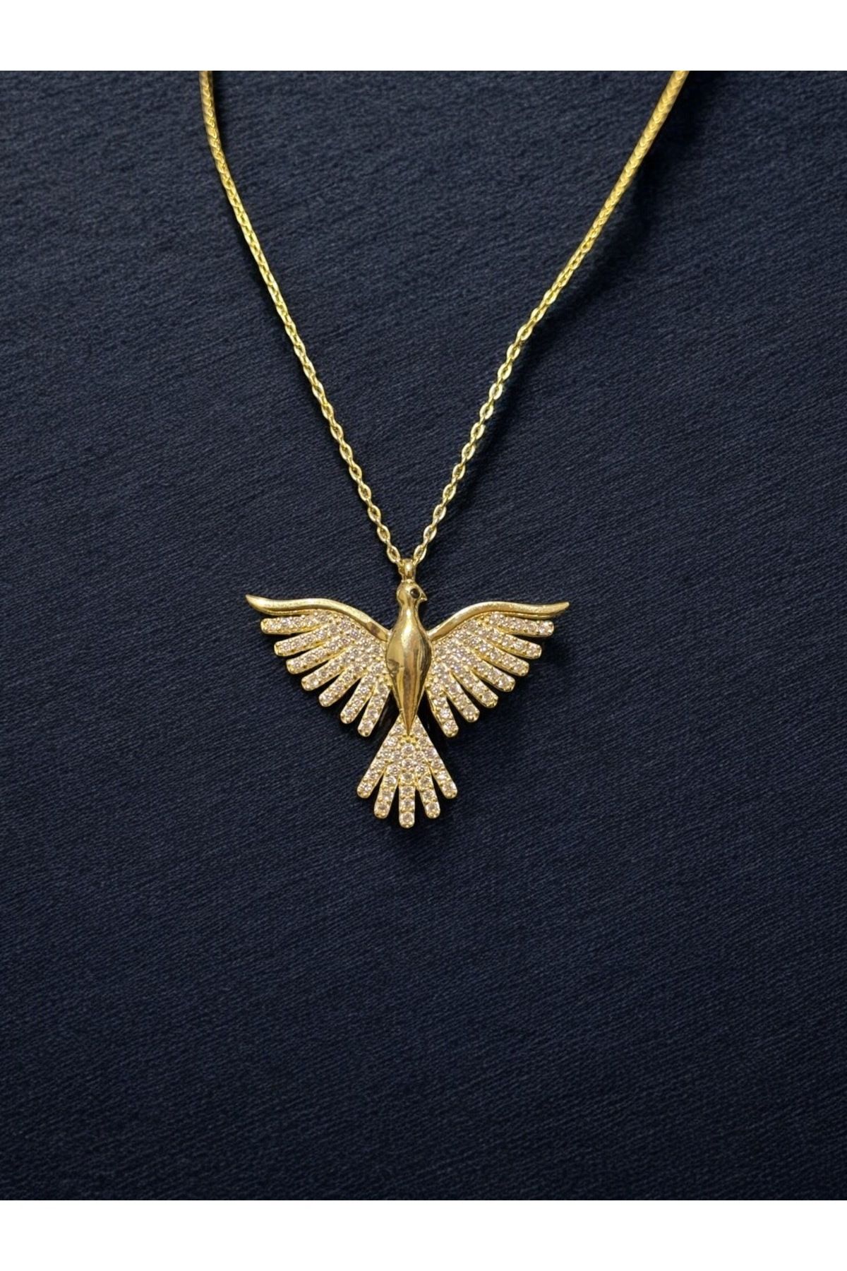 SOFT 925 ayar gümüş 14 k gold kaplamalı ANKA KUŞU KOLYE