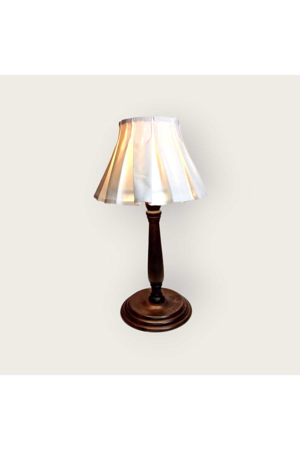 PERİ COLLECTİON Wintage Wood Ahşap Abajur-Kahve