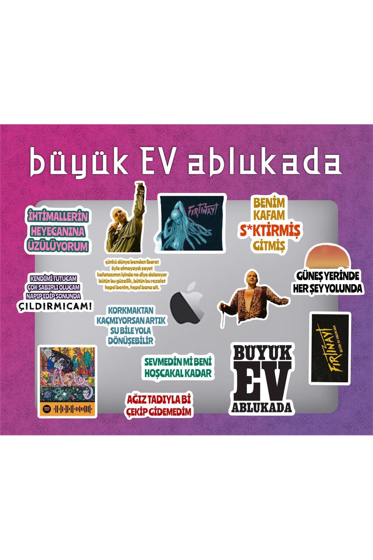 hediyenebak Büyük Ev Ablukada Sticker Seti | Laptop Ajanda PC Tablet Telefon Defter Etiket Bullet Journal