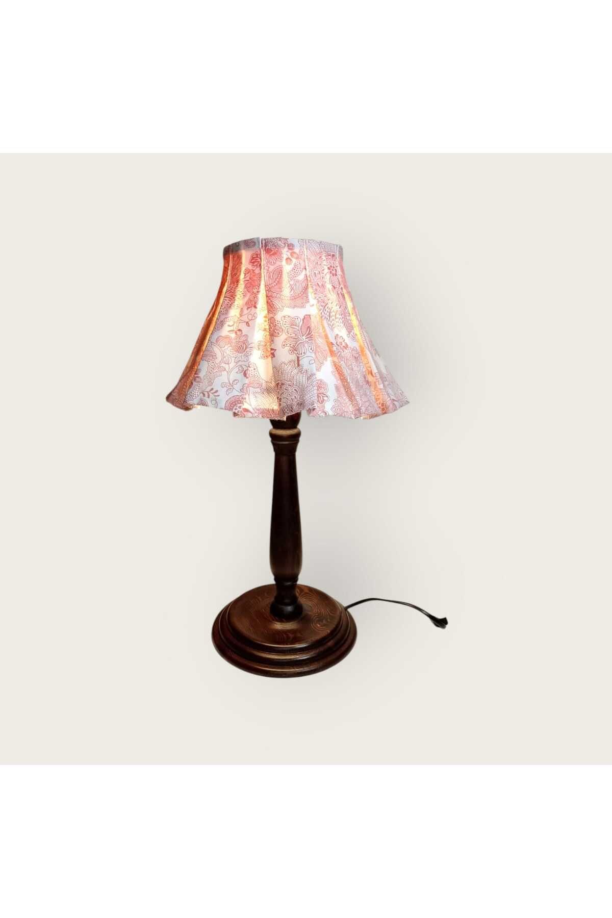 PERİ COLLECTİON Wintage Wood Ahşap Abajur-Kahve