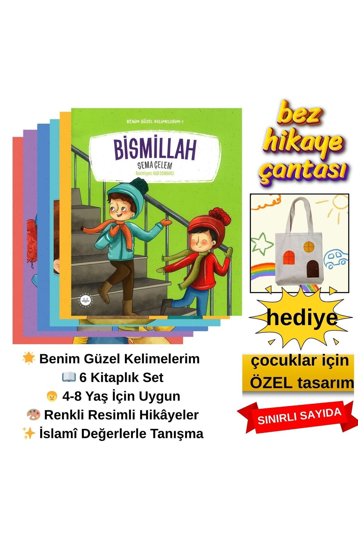 Diyanet İşleri Başkanlığı Benim Güzel Kelimelerim – 6 Kitaplık Set | Diyanet Yayınları | Çocuklar İçin İslami Değerler Eğitimi