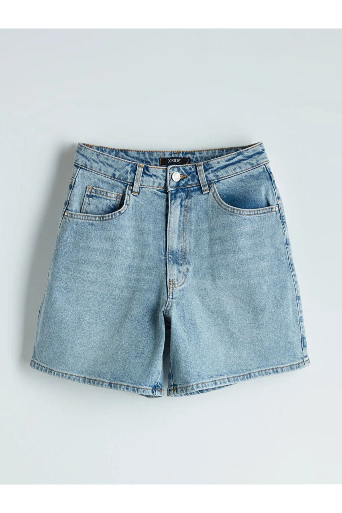 LC Waikiki XSIDE Mavi Yüksek Bel Mom Fit Kadın Jean Şort