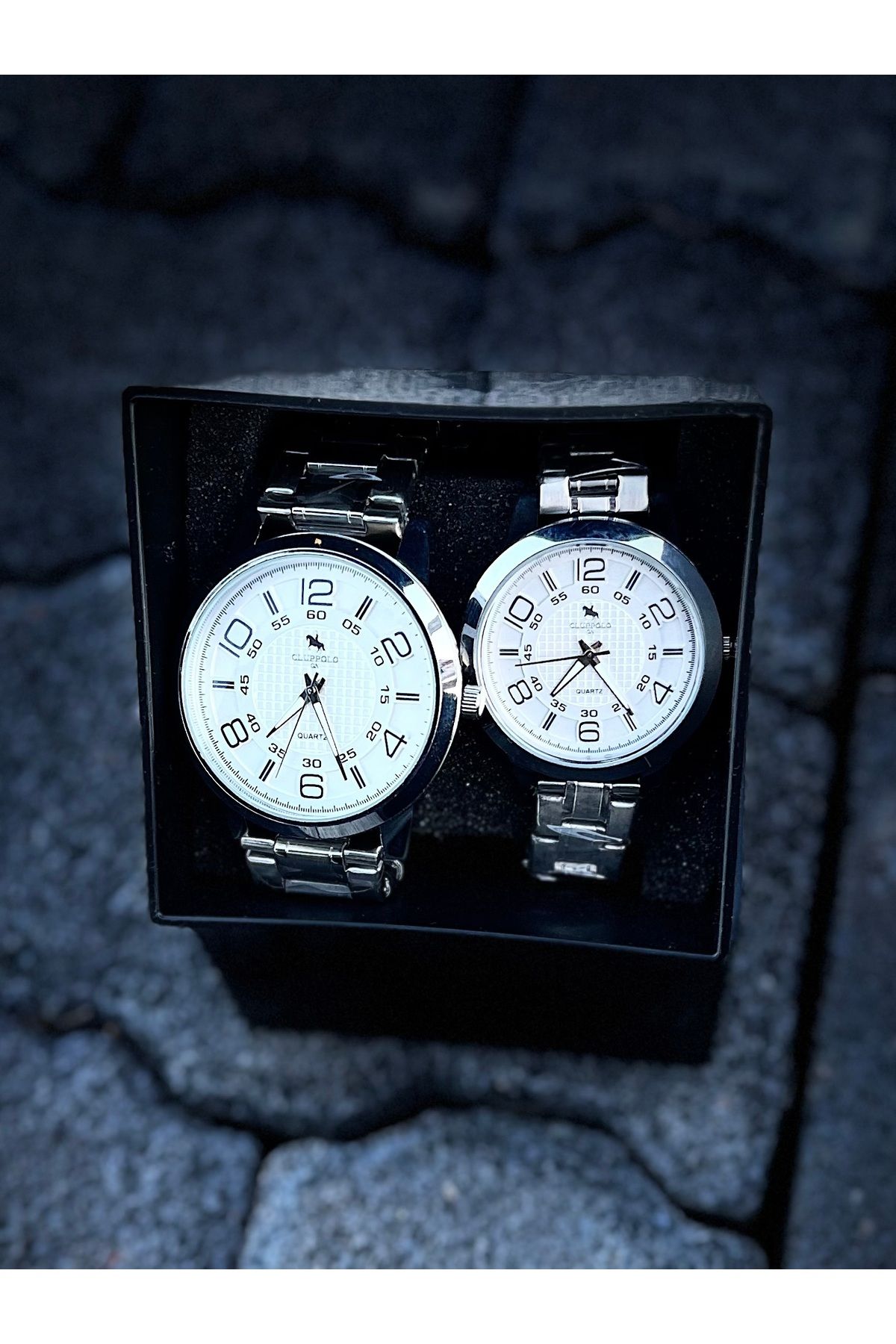 cluppollo Unisex İşleme Detaylı Çift Saati (Zippo Hediyeli)