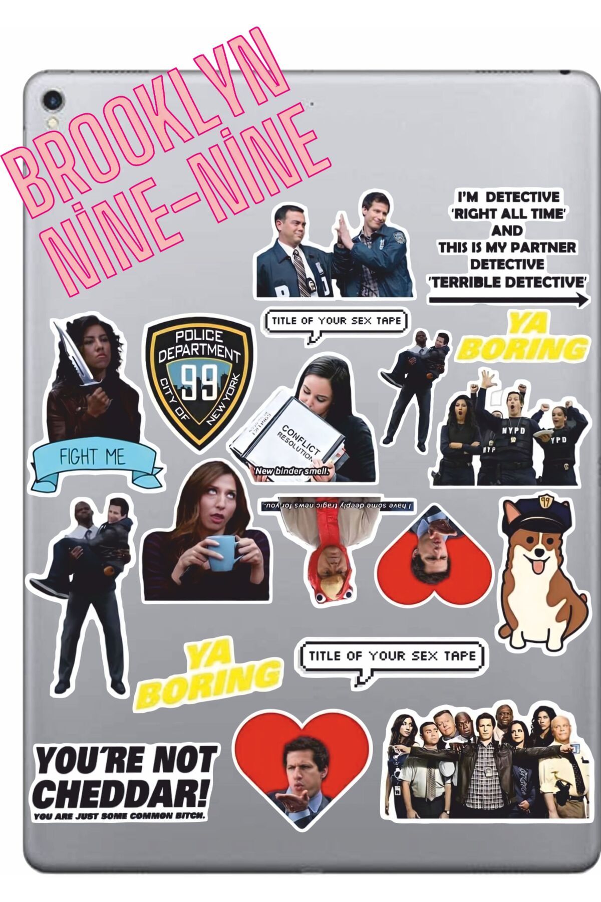 hediyenebak Brooklyn Nine-Nine Seri 3 Sticker Seti | Laptop Ajanda Tablet Telefon Defter Etiket Bullet Journal