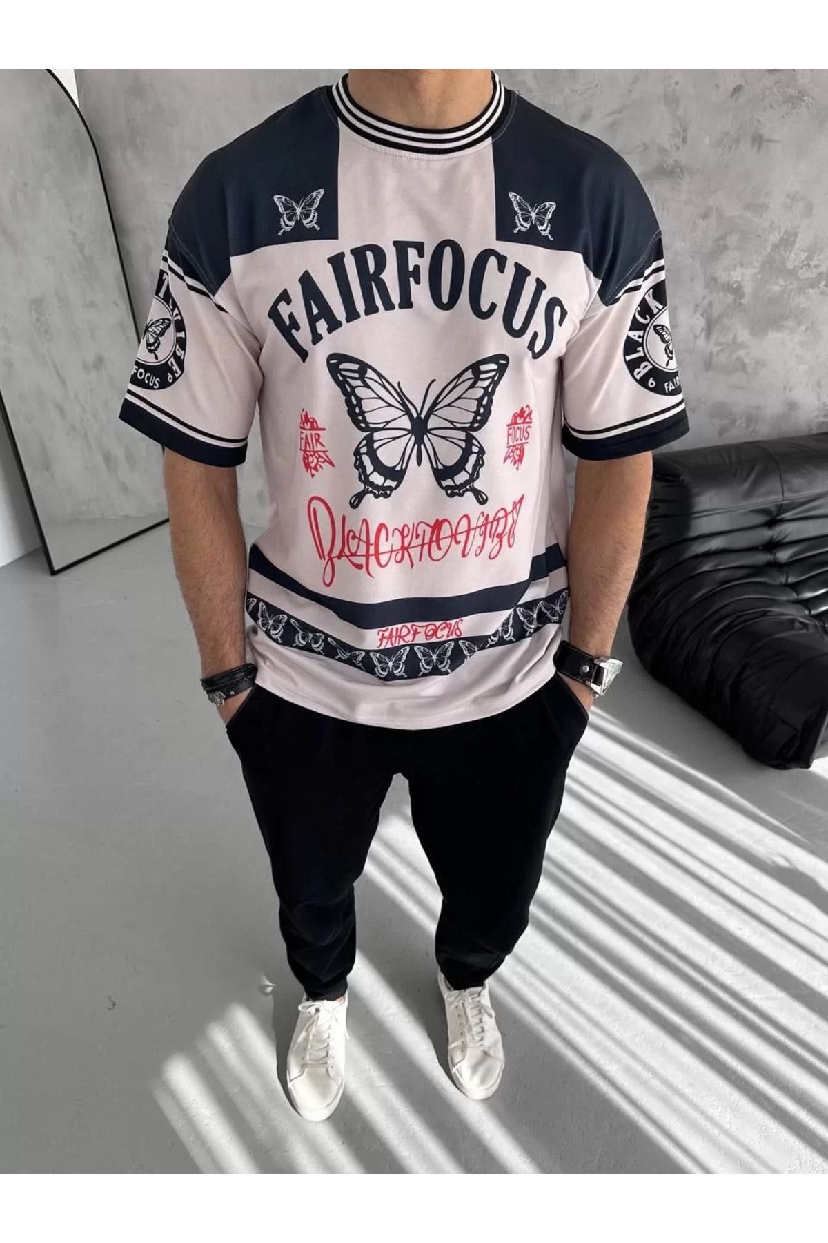 FantaziAtölyesi Erkek Dijital Baskılı T-Shirt - Siyah