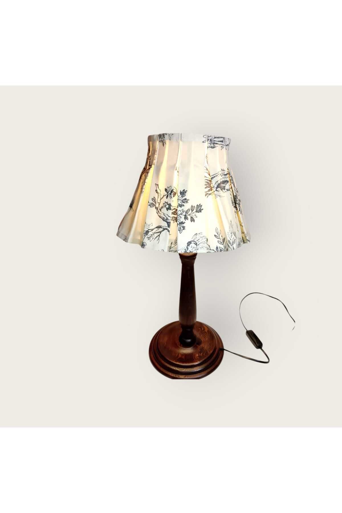 PERİ COLLECTİON Wintage Wood Ahşap Abajur-Kahve