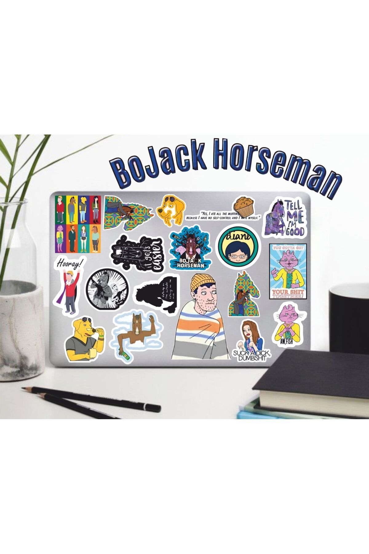 hediyenebak Bojack Horseman Seri 3 Sticker Seti | Laptop Ajanda PC Tablet Telefon Defter Etiket Bullet Journal