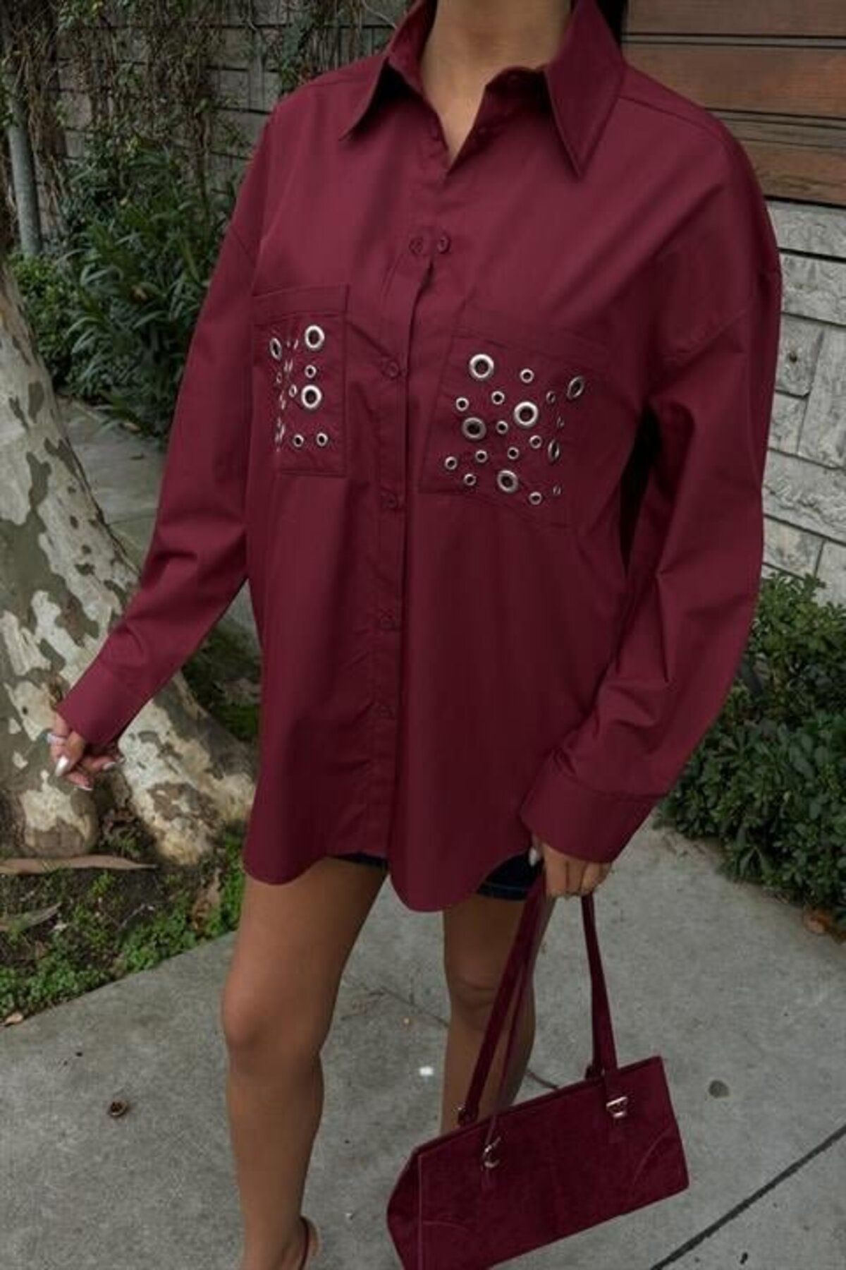 Kokosh moda Metal Kuşgözü Detaylı Poplin Gömlek 3453