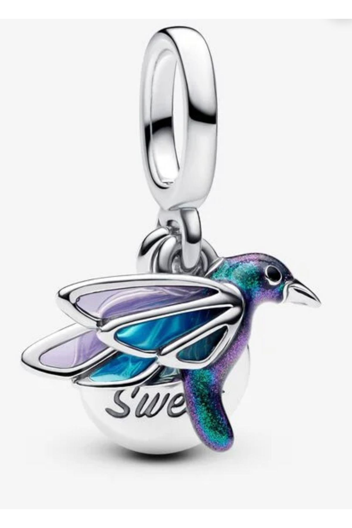 POSEİDONS JEWELLERY Poseidons Jewellery Sinekkuşu Çift Sallantılı 925 Ayar Gümüş Charm