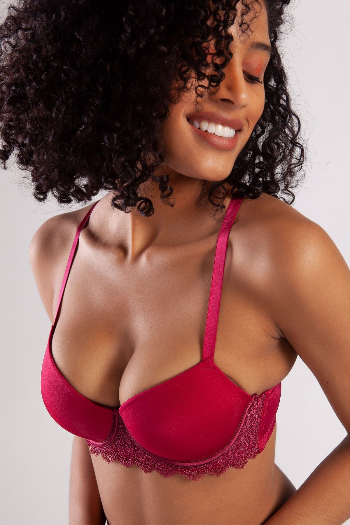 emosavm Garland Big Size Plunge Bra, Şarap Rengi Konforlu Ve Şık Sütyen