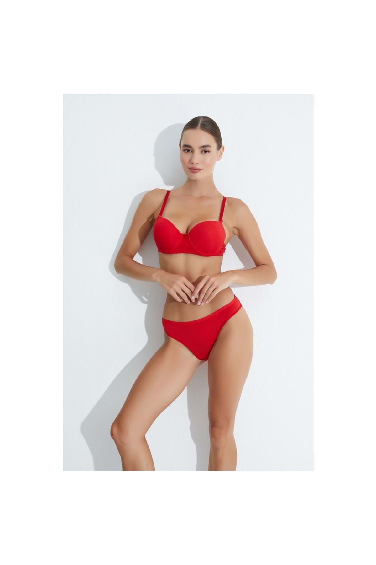 MORRO DESTEKLİ BÜSTİYER VE KÜLOT TAKIMI 6201 KIRMIZI