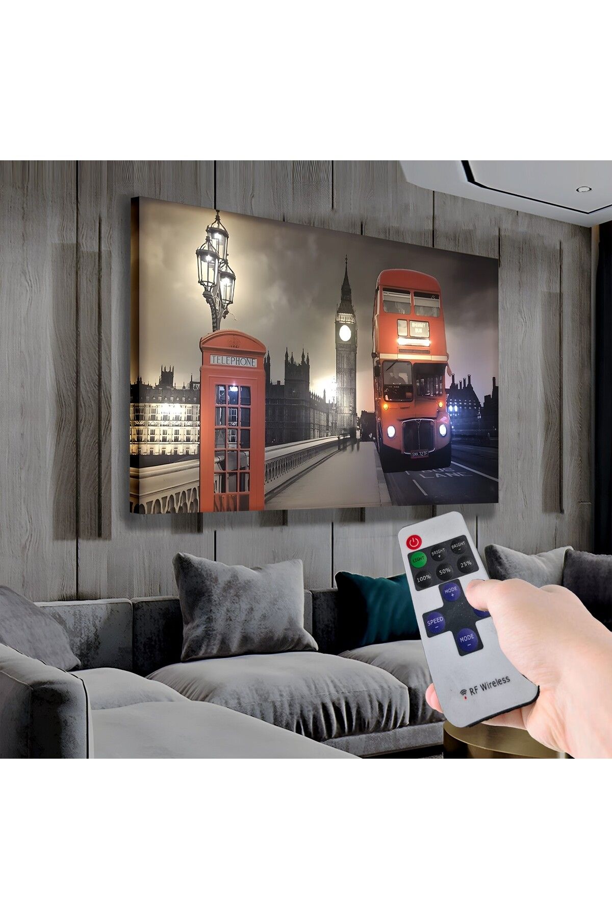 EMYA HOME Led Işıklı Uzaktan Kumandalı Londra Teması Kanvas Tablo