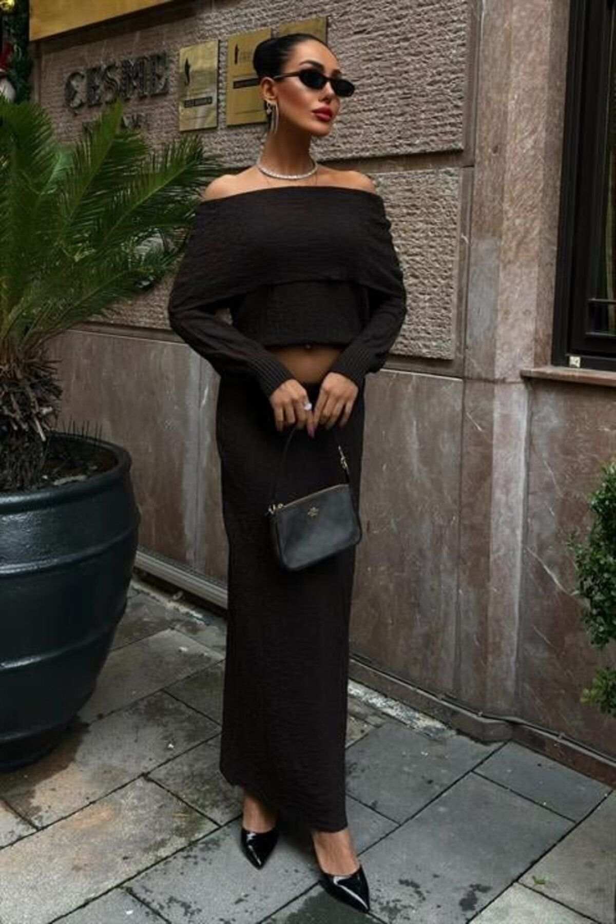 velmorafashion Madonna Yaka Etekli Takım 10078
