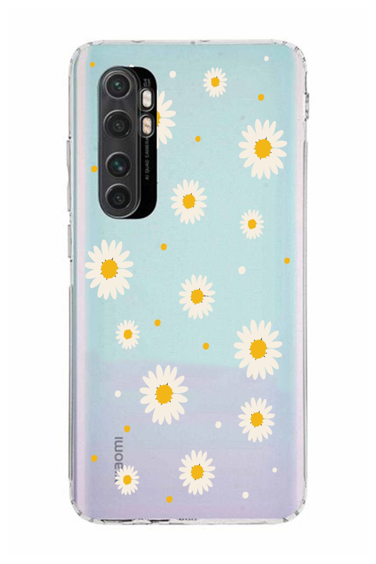 moonset Xiaomi Mi Note 10 Lite Uyumlu Papatya Tasarımlı Baskılı Şeffaf Telefon Kılıfı