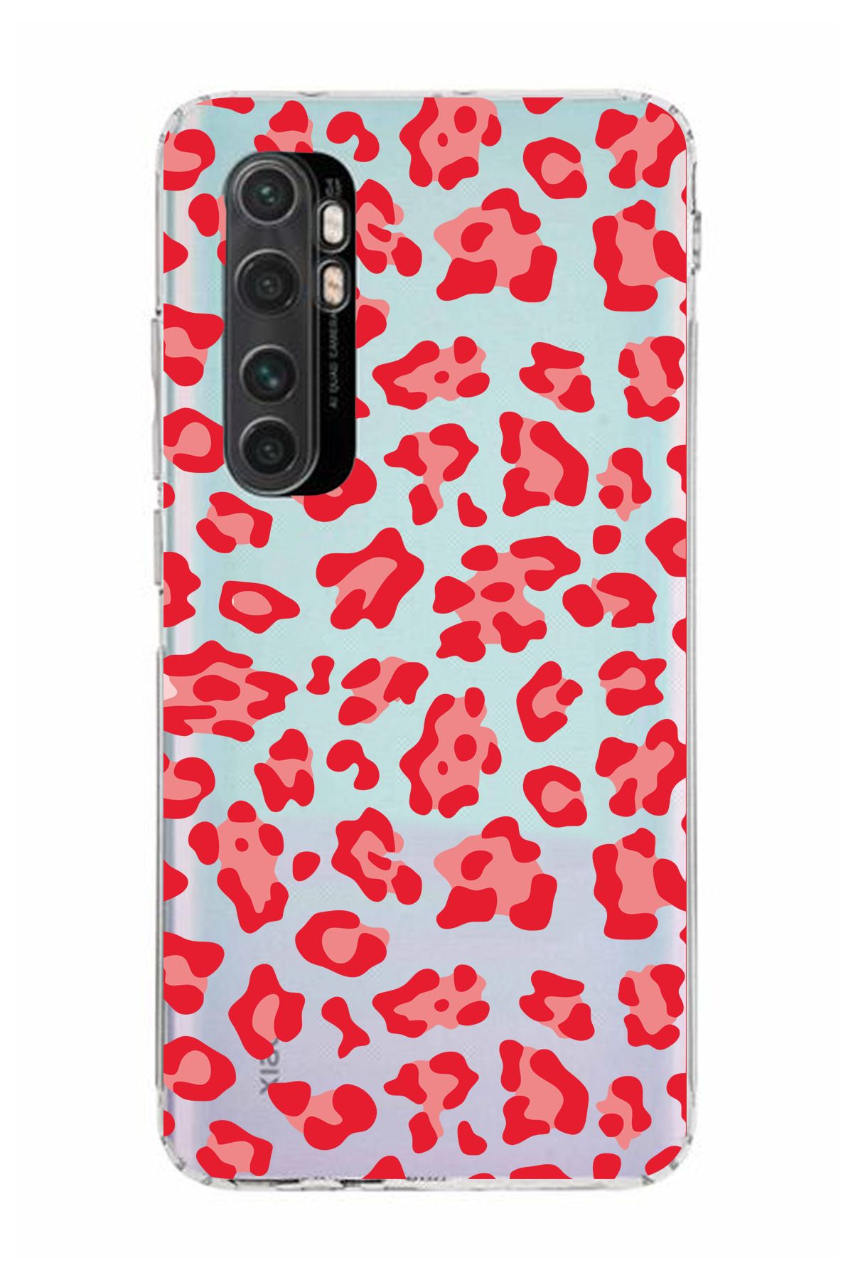 moonset Xiaomi Mi Note 10 Lite Uyumlu Leopar Desen Tasarımlı Baskılı Şeffaf Telefon Kılıfı