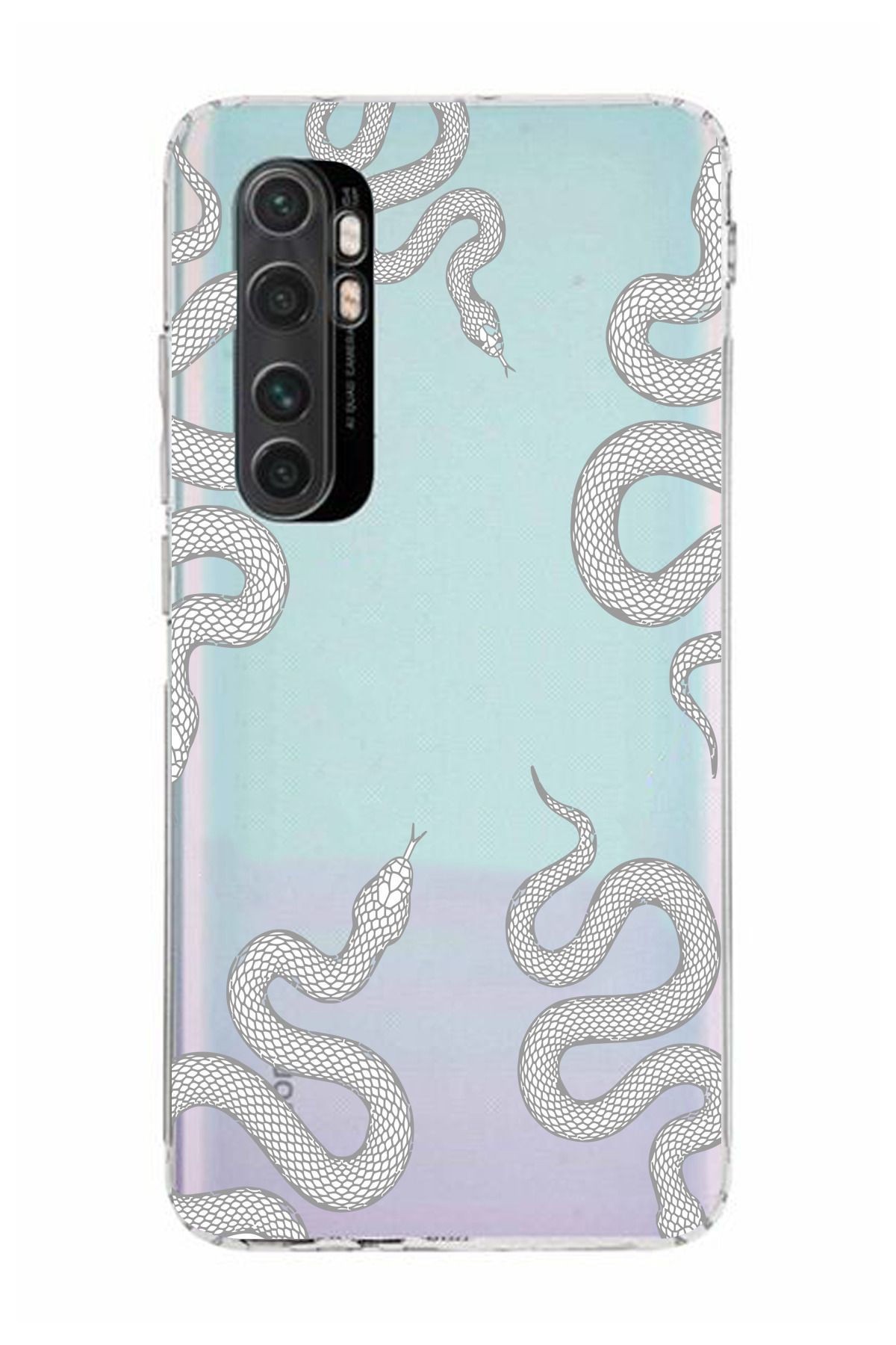 moonset Xiaomi Mi Note 10 Lite Uyumlu Yılan Tasarımlı Baskılı Şeffaf Telefon Kılıfı
