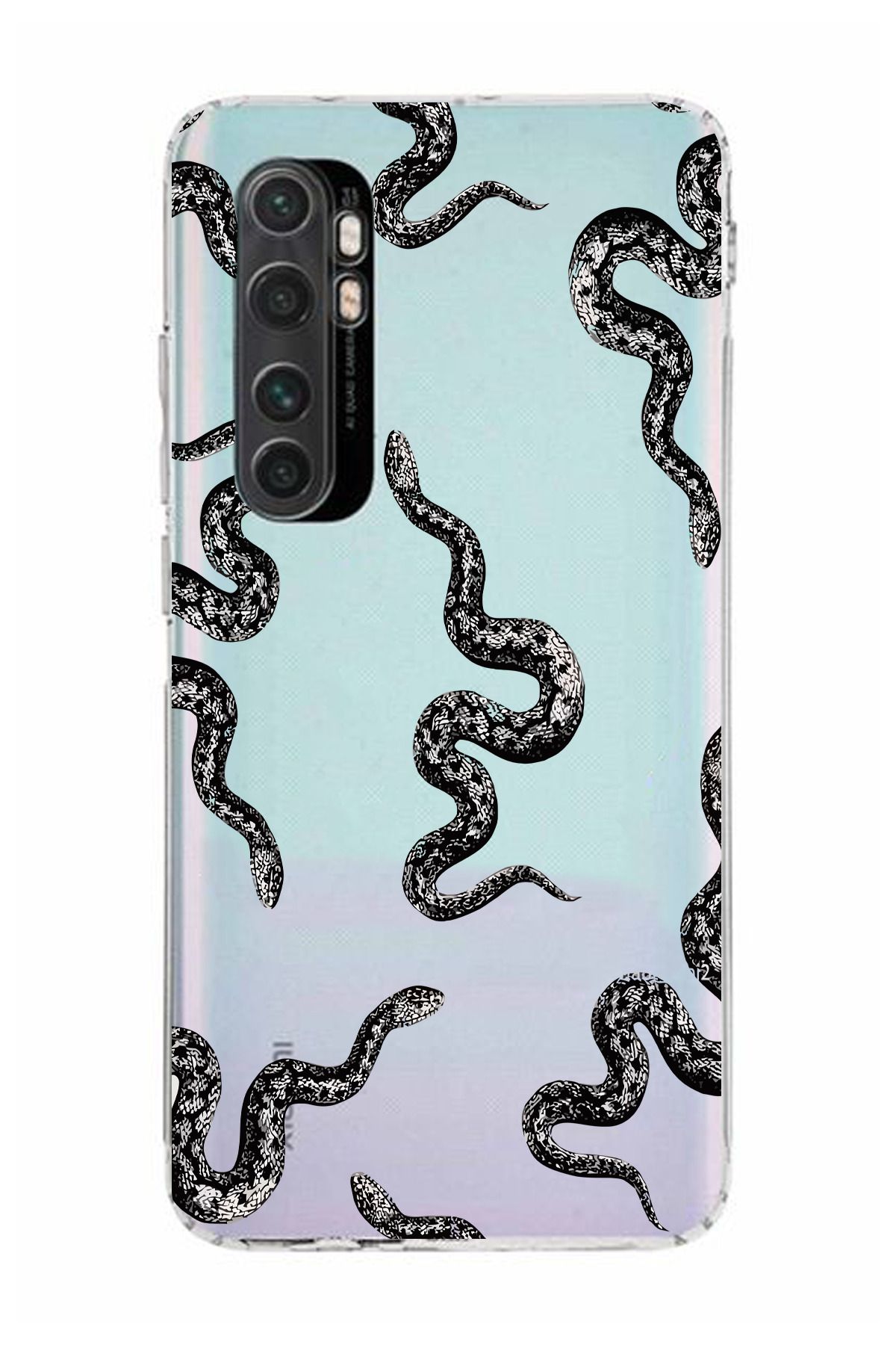 moonset Xiaomi Mi Note 10 Lite Uyumlu Yılan Tasarımlı Baskılı Şeffaf Telefon Kılıfı