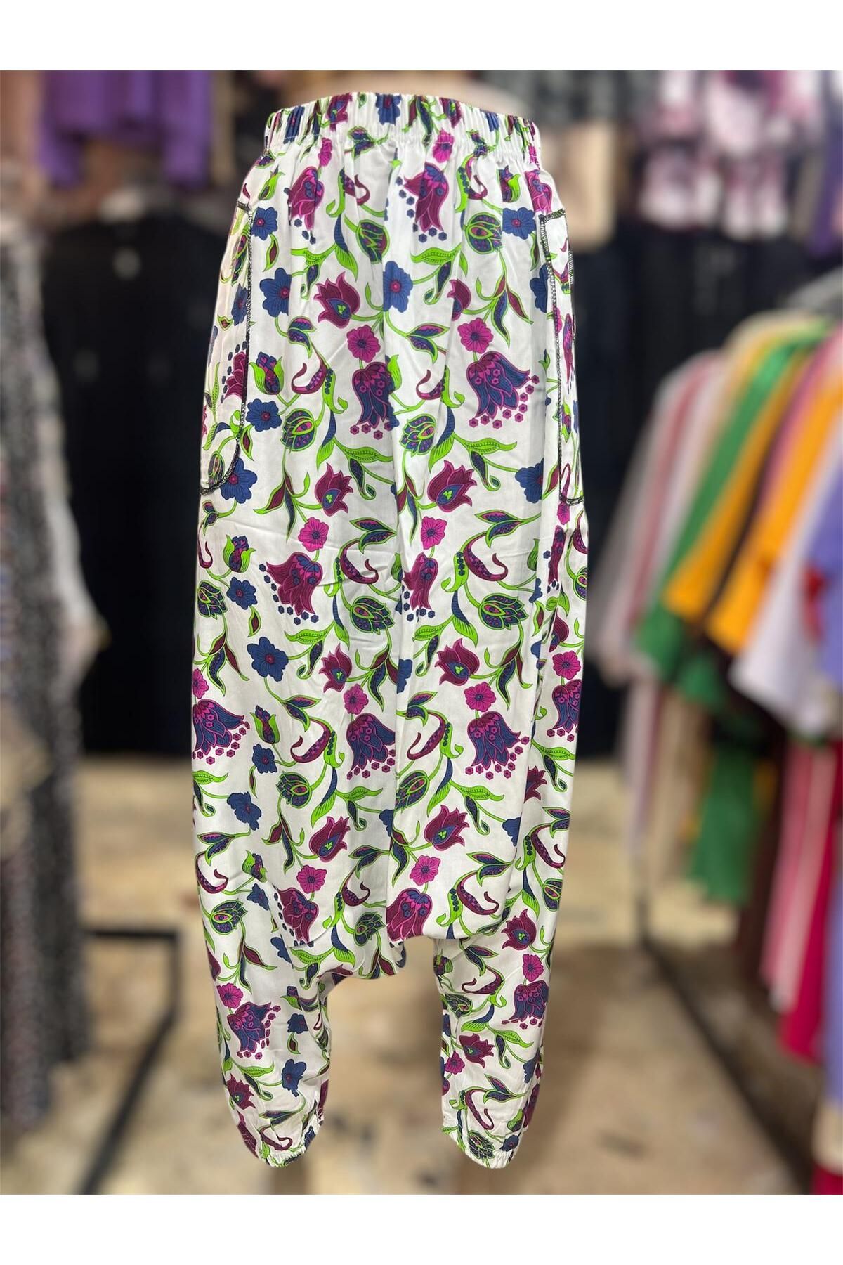 MODA Çiçek Desenli Cepli Şalvar