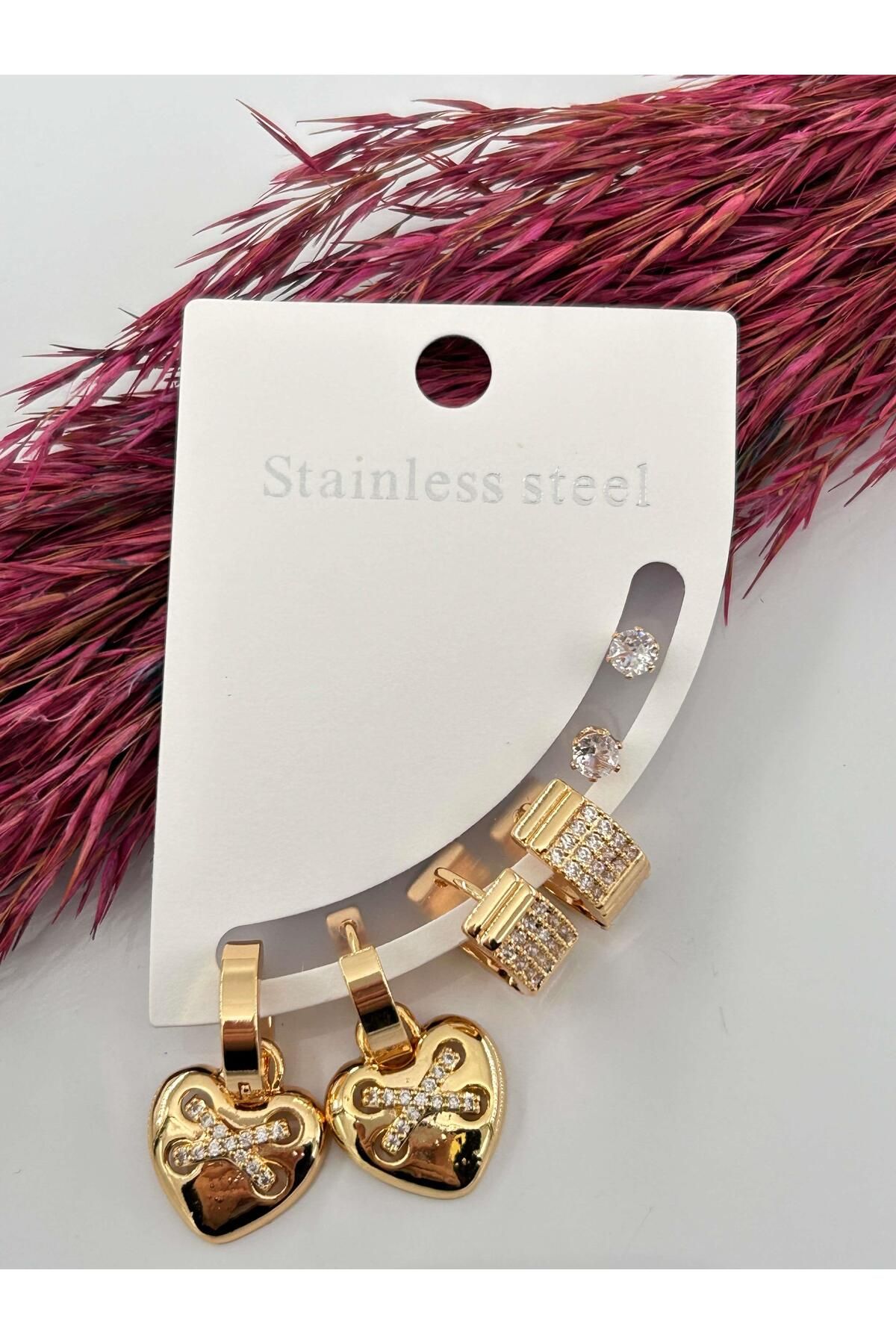 miyle Çelik Set Küpe // KÜPE-3175