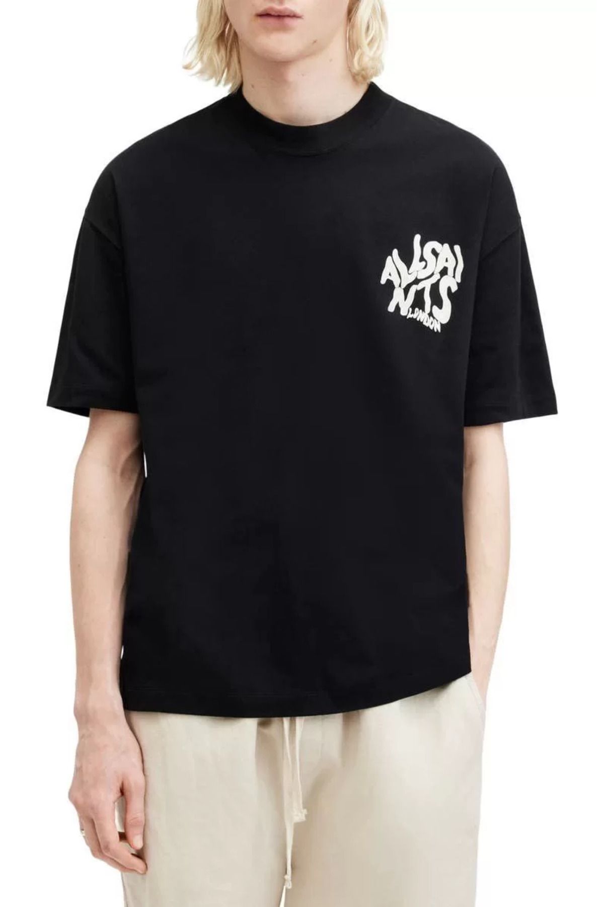 FantaziAtölyesi Erkek Baskılı Oversize T-shirt - Siyah
