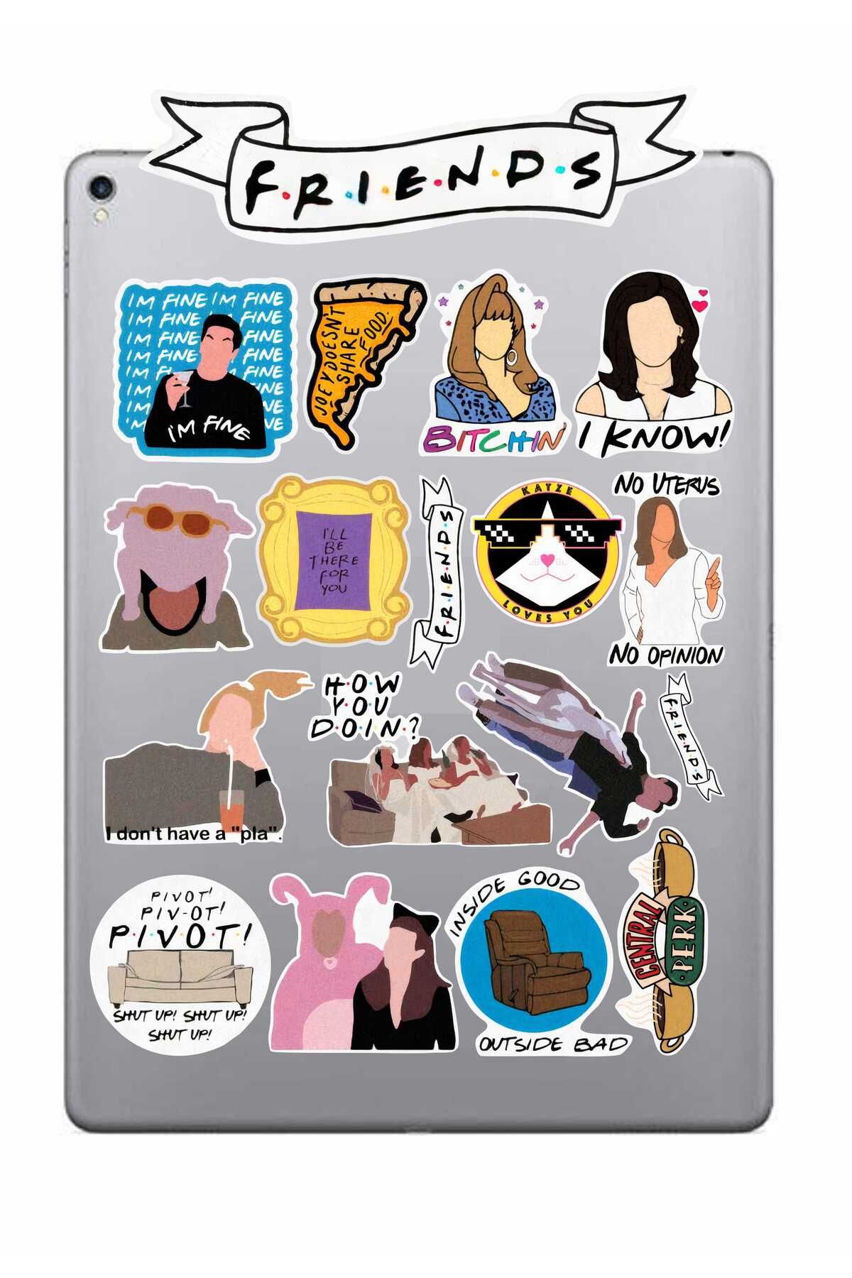 hediyenebak Friends Seri 4 Sticker Seti | Laptop Ajanda PC Tablet Telefon Defter Etiket Bullet Journal