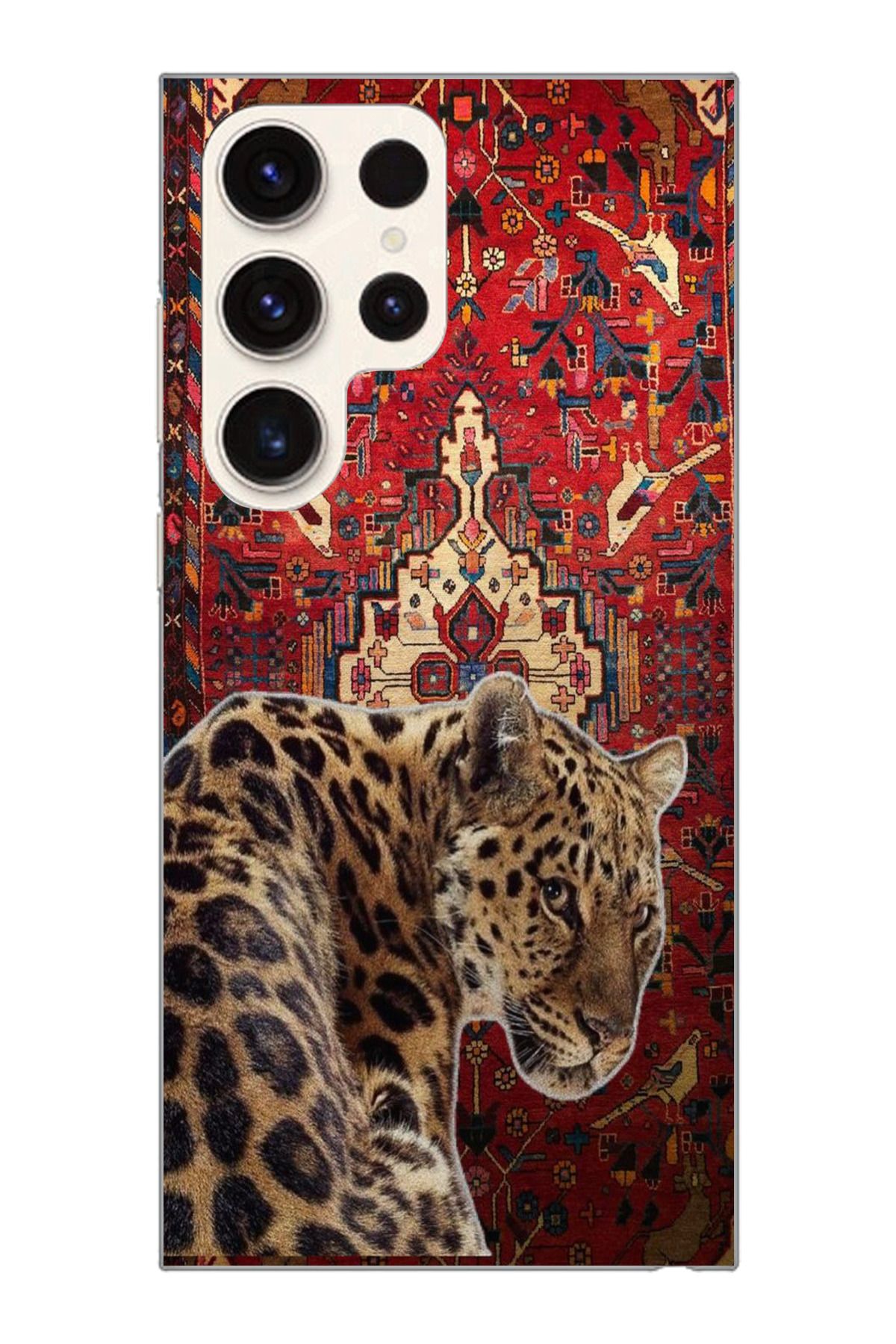 moonset Samsung Galaxy S25 Ultra Uyumlu Leopar Tasarımlı Baskılı Şeffaf Telefon Kılıfı