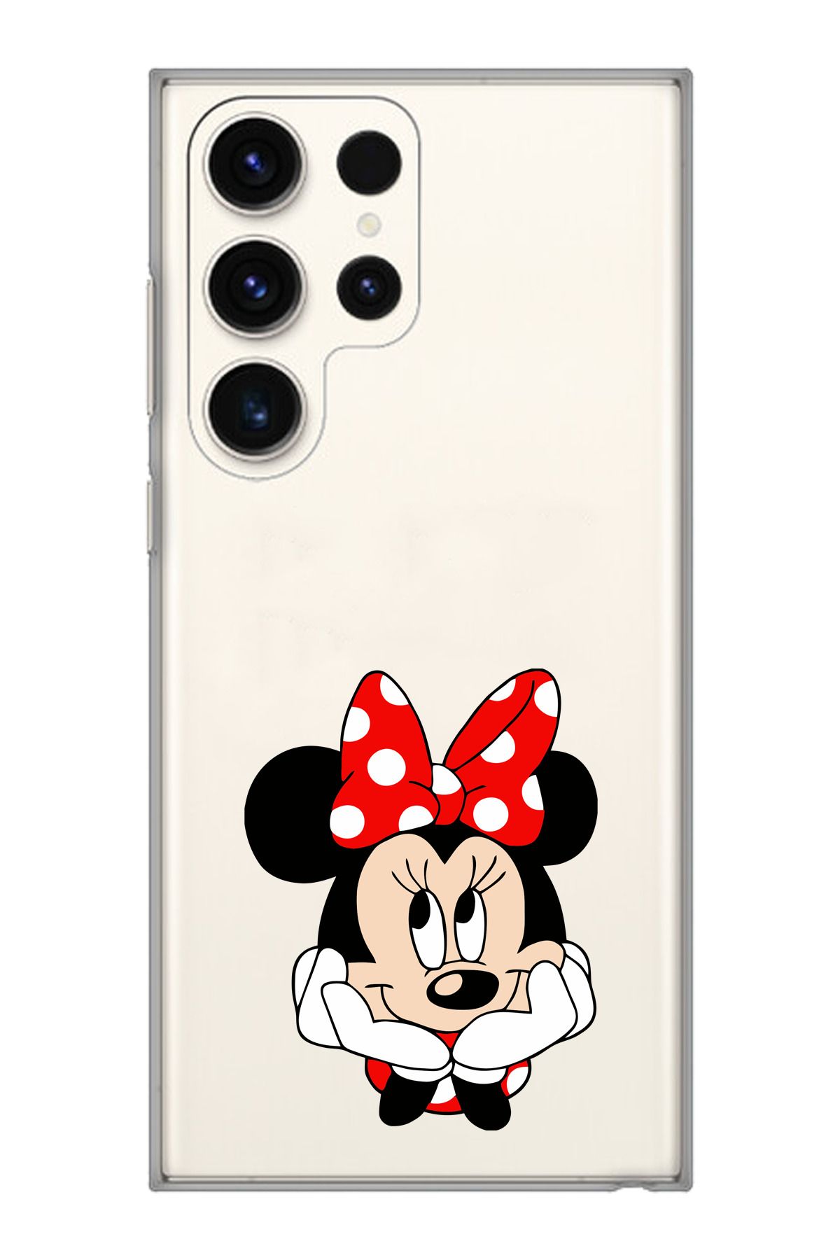 moonset Samsung Galaxy S24 Ultra Uyumlu Minnie Mouse Tasarımlı Baskılı Şeffaf Telefon Kılıfı