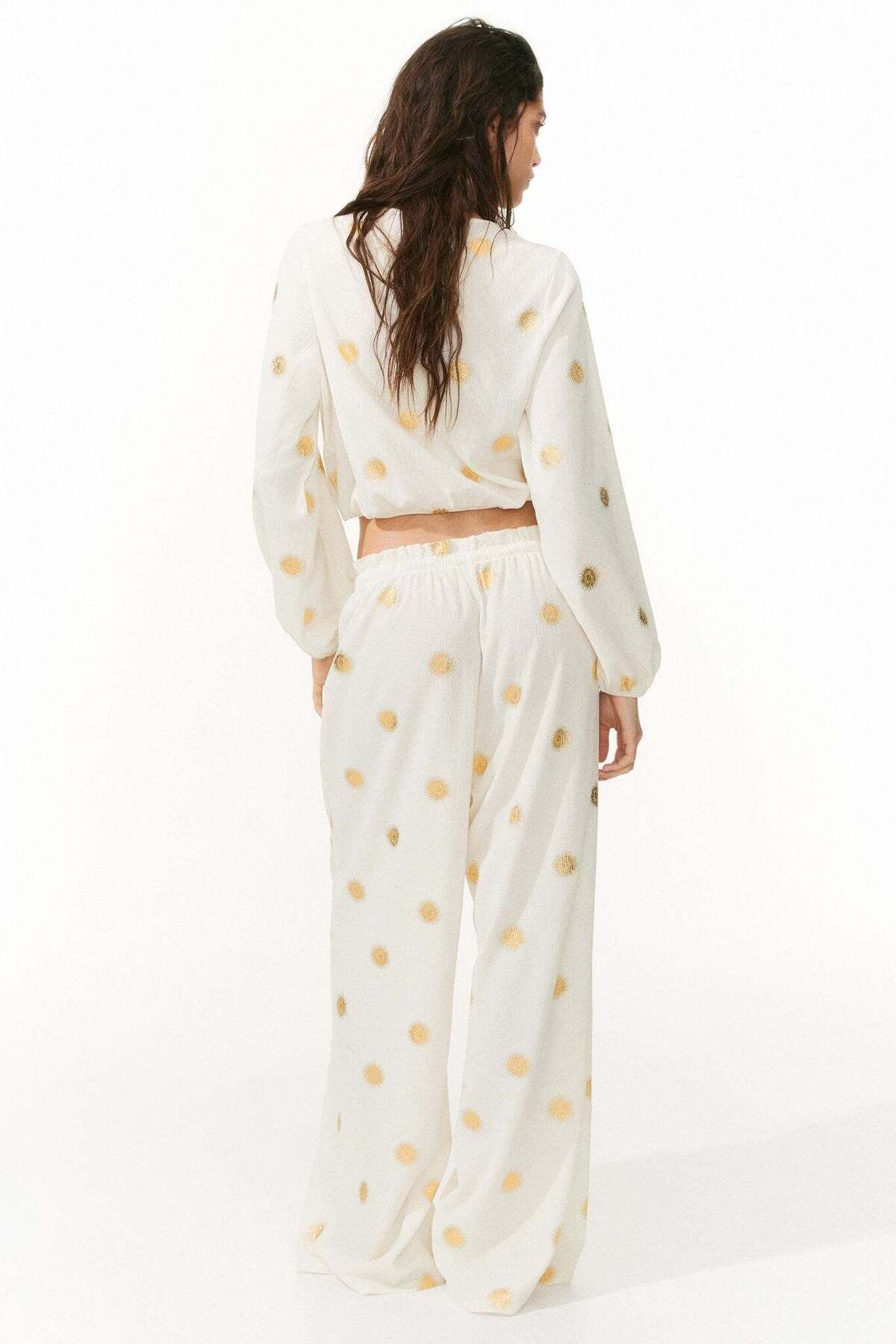 H&M-Crinkled Jersey Drawstring Trousers 1