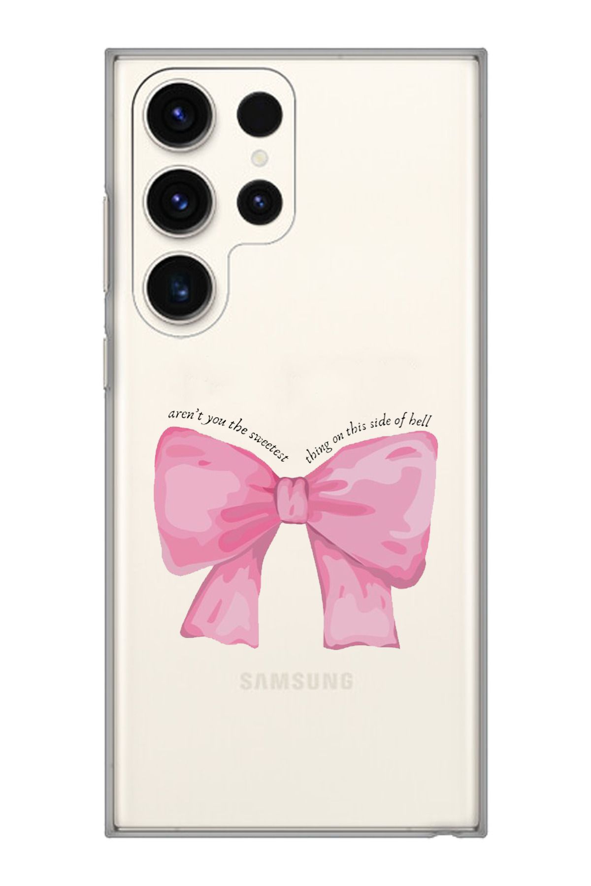 moonset Samsung Galaxy S23 Ultra Uyumlu Fiyonk Tasarımlı Baskılı Şeffaf Telefon Kılıfı