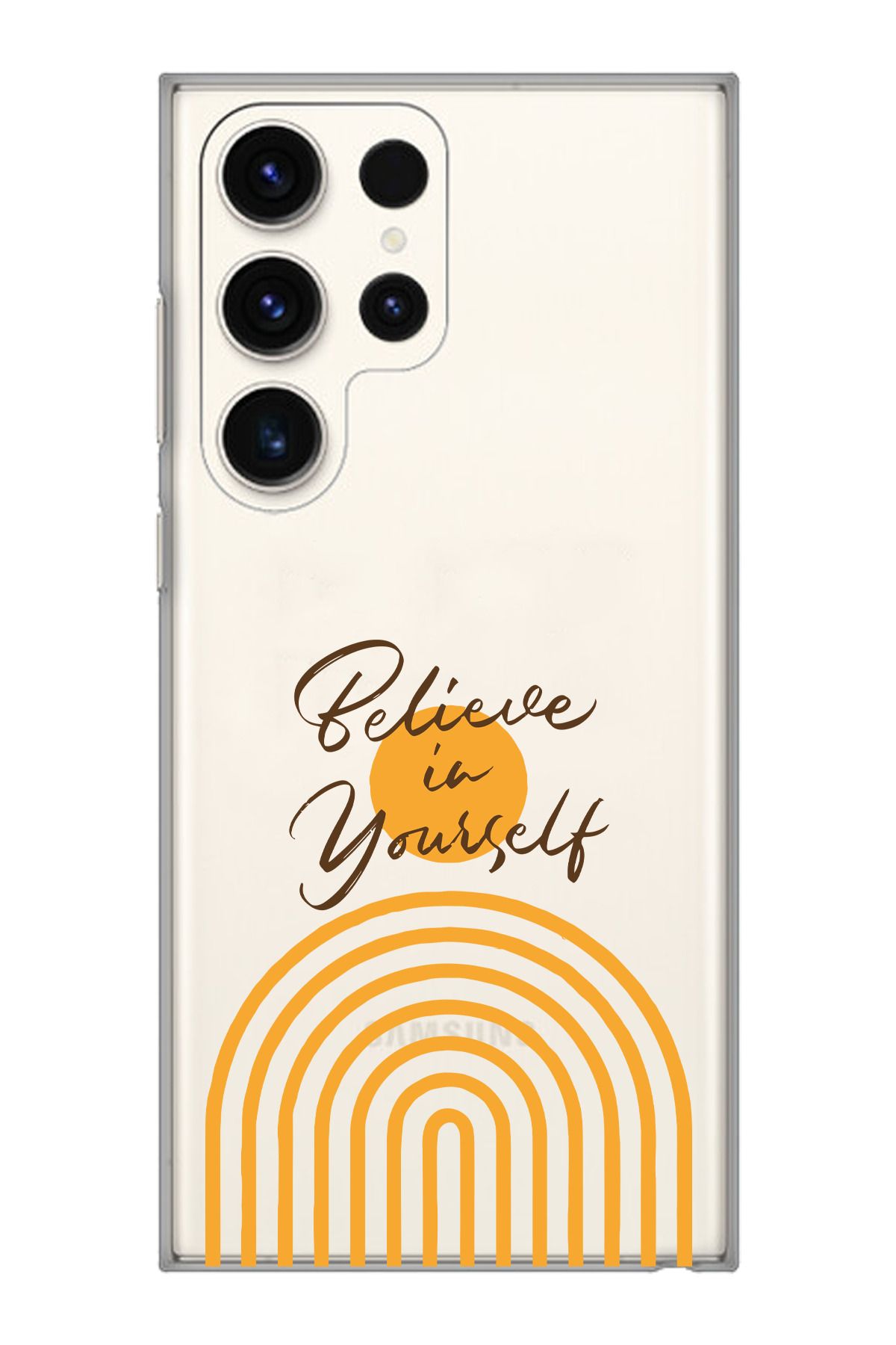 moonset Samsung Galaxy S23 Ultra Uyumlu Believe Tasarımlı Baskılı Şeffaf Telefon Kılıfı