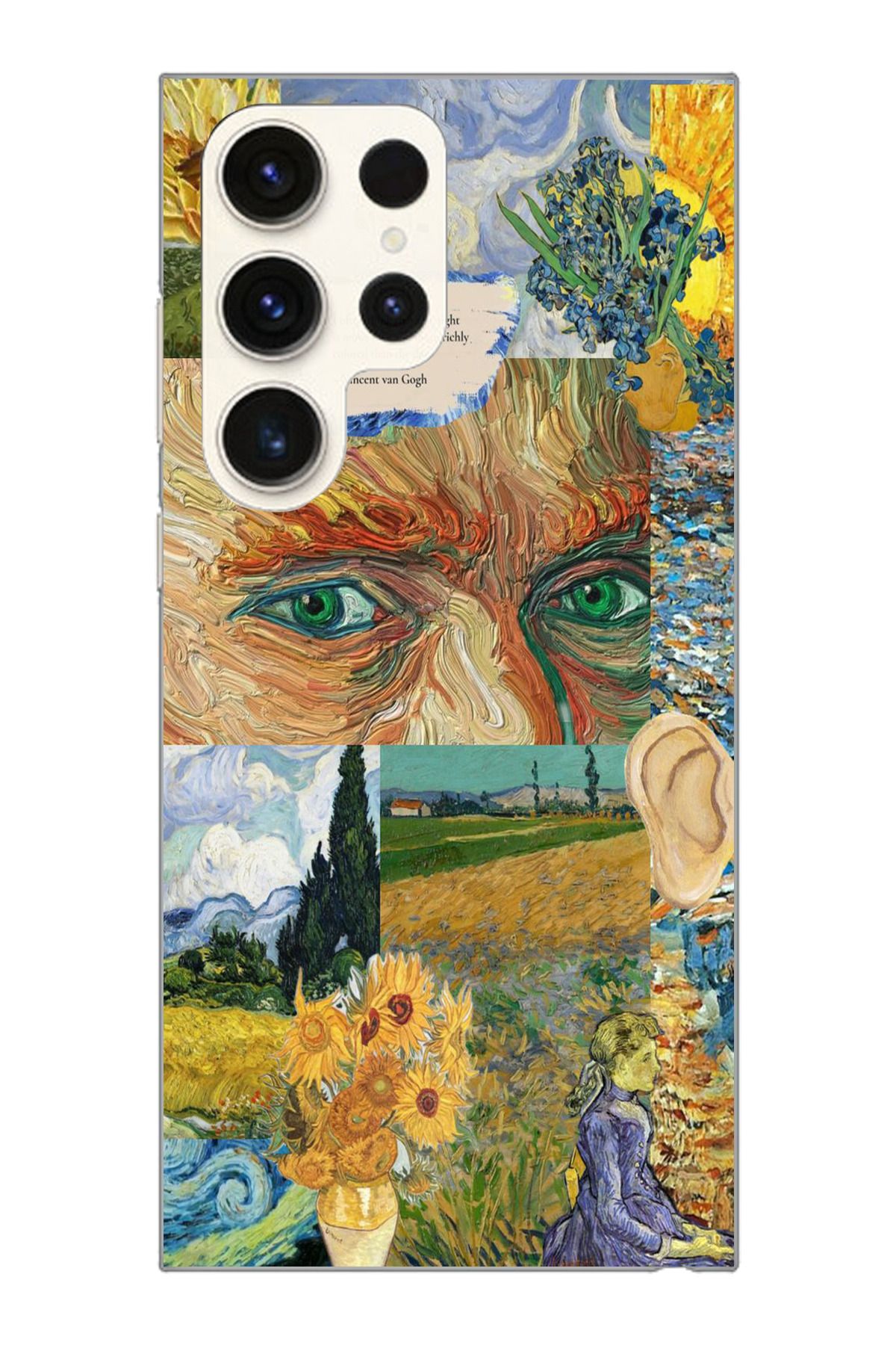 moonset Samsung Galaxy S23 Ultra Uyumlu Van Gogh Tasarımlı Baskılı Şeffaf Telefon Kılıfı