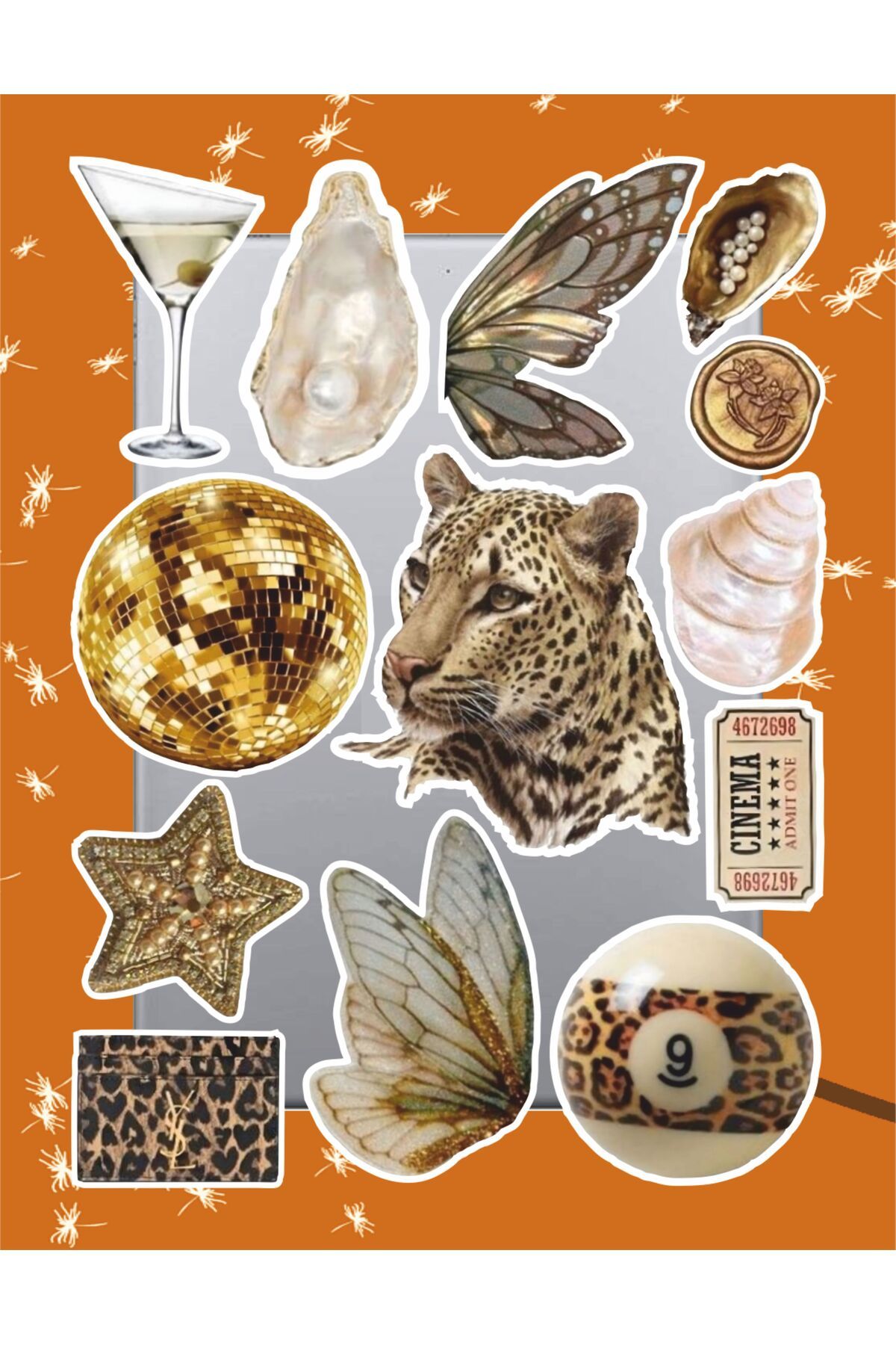 hediyenebak Golden Girl Leopar Sticker Seti | Laptop Ajanda PC Tablet Telefon Defter Etiket Bullet Journal