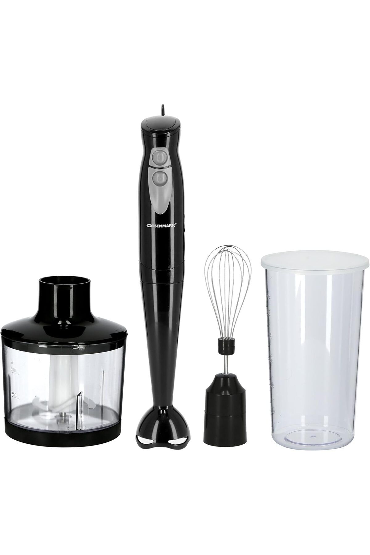 Olsenmark Doğrayıcılı El Blenderi 250W güç Paslanmaz Çelik Bıçak Çıkarılabilir Çubuk ve Asma Halkası